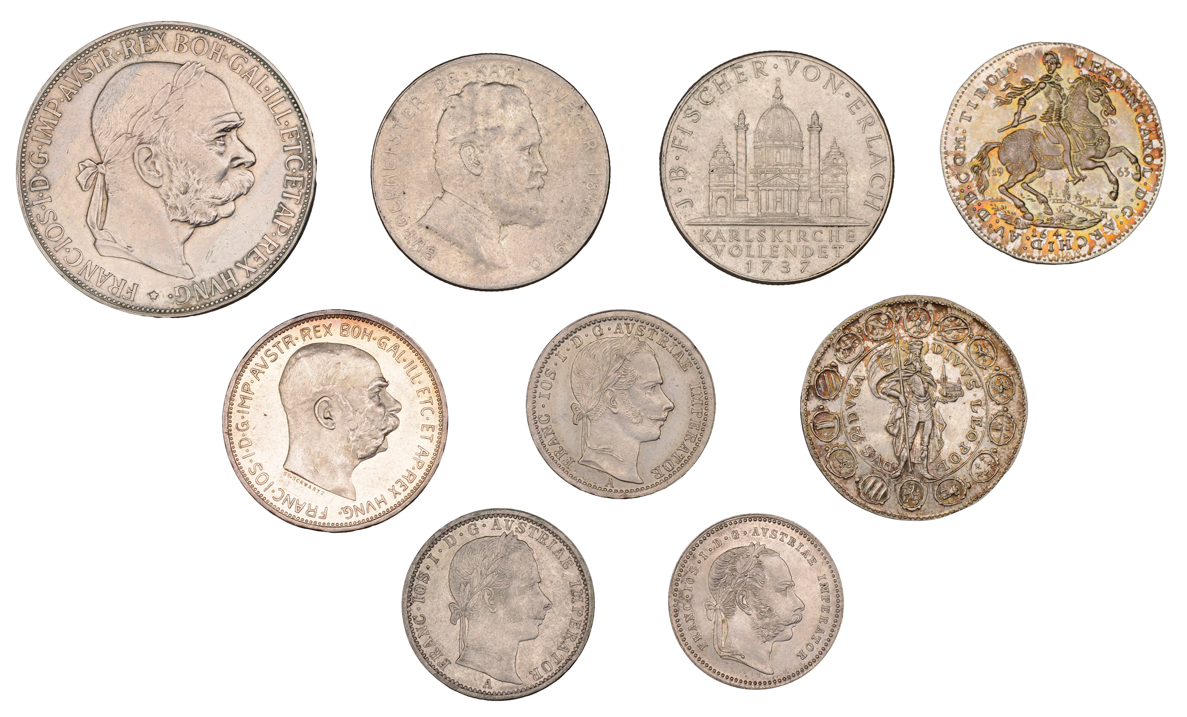 Austria, Franz Joseph I, 5 Corona, 1900, 2 Corona, 1912, Quarter-Florins