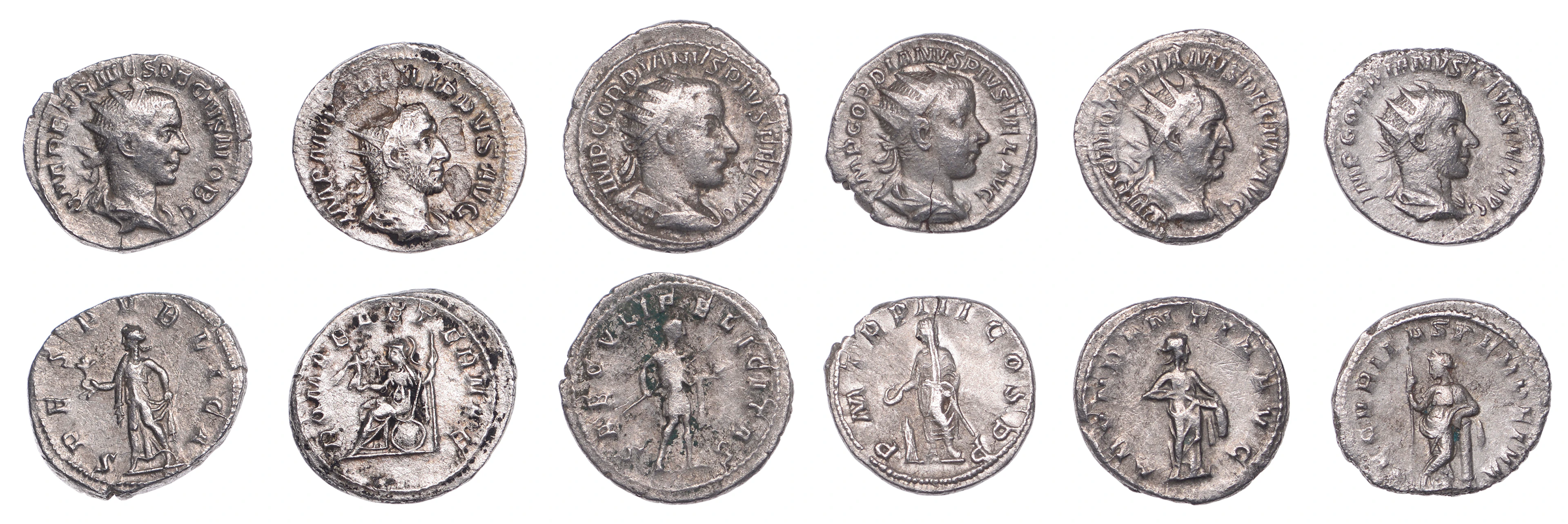 Gordian III (238-244), Antoniniani (2), 240, radiate, draped and cuirassed