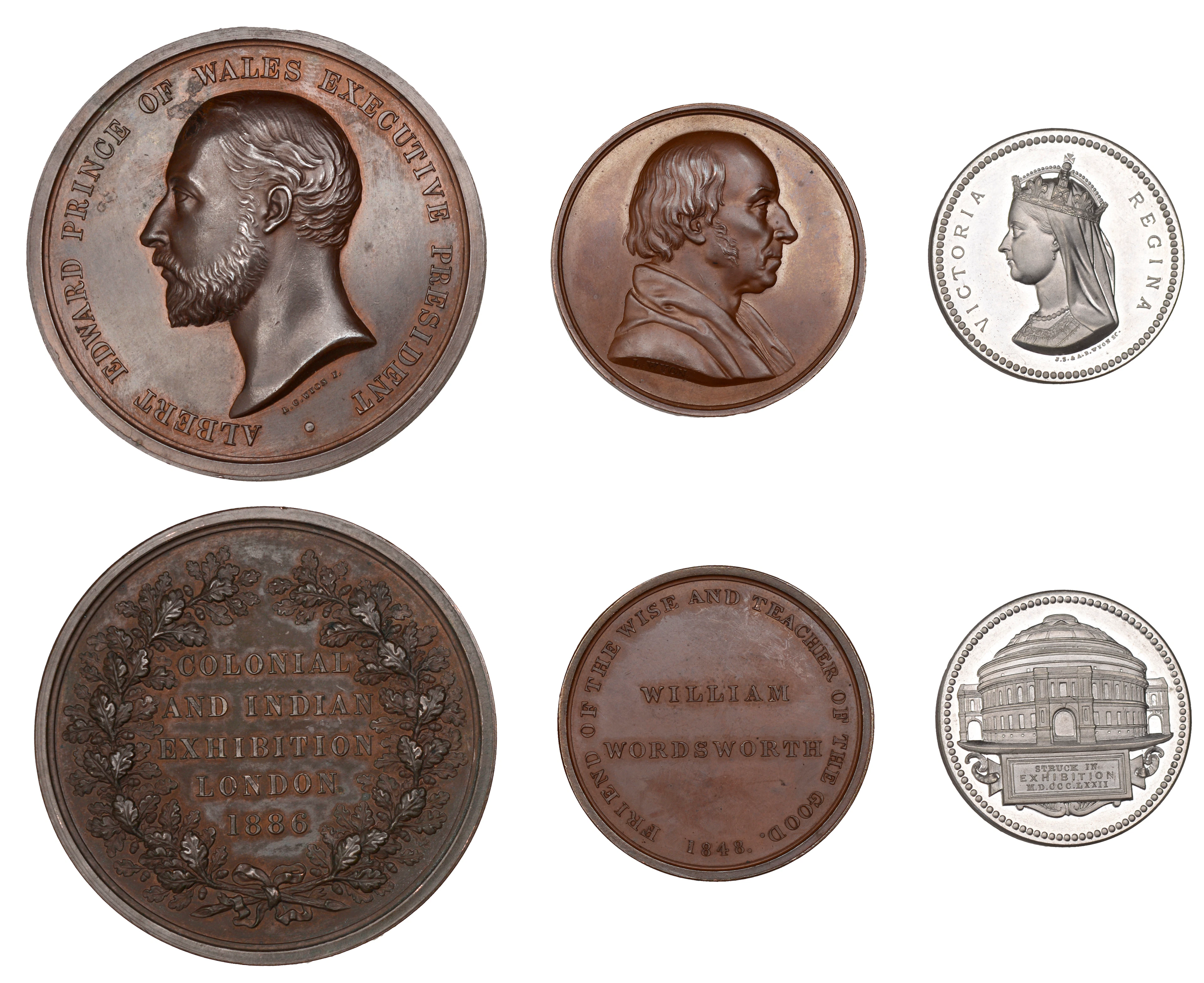 William Wordsworth, 1848, a copper medal by L.C. Wyon, 36mm (BHM 2305);