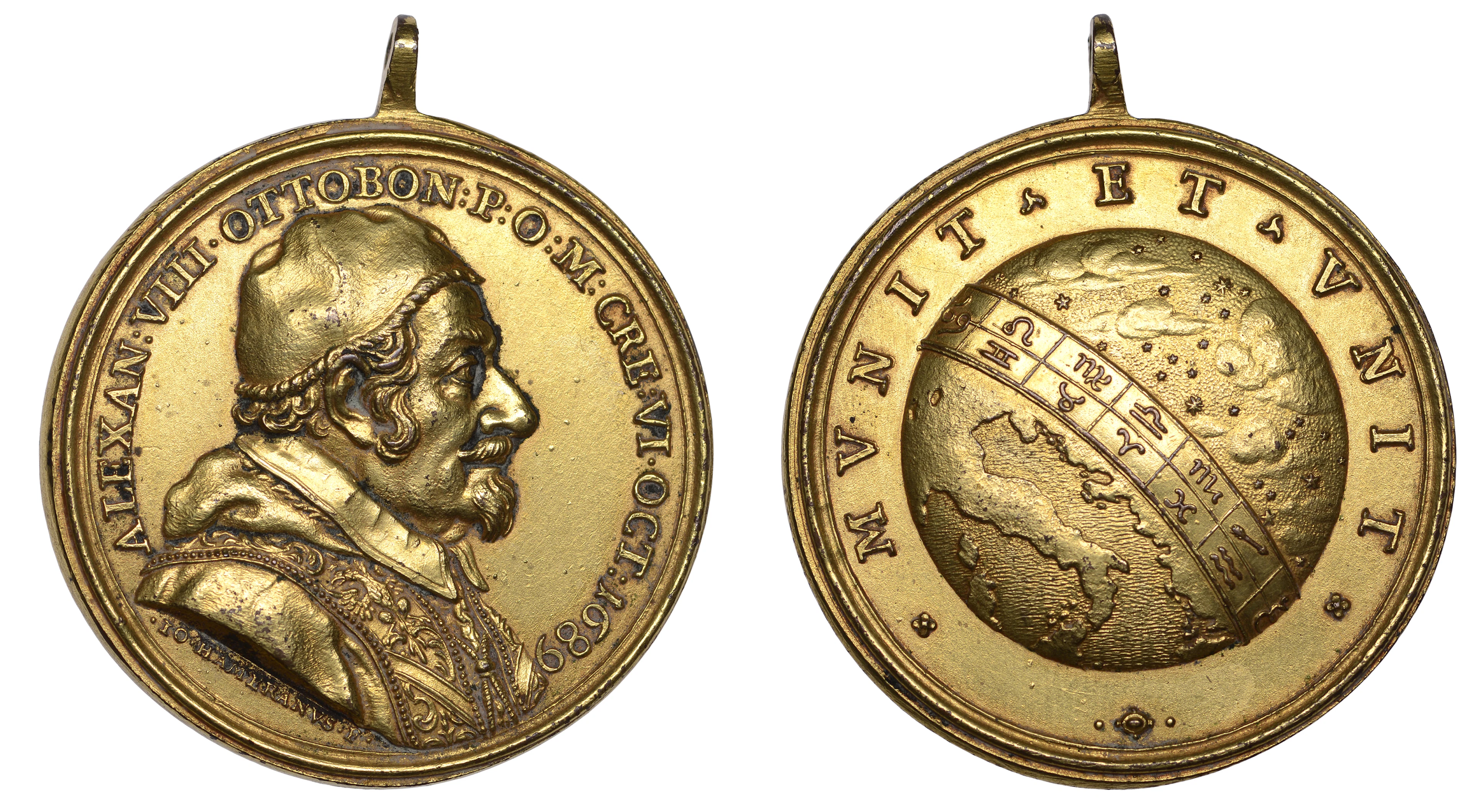 Italy: Papal States, Election of Pope Alexander VIII, 1689, a bronze