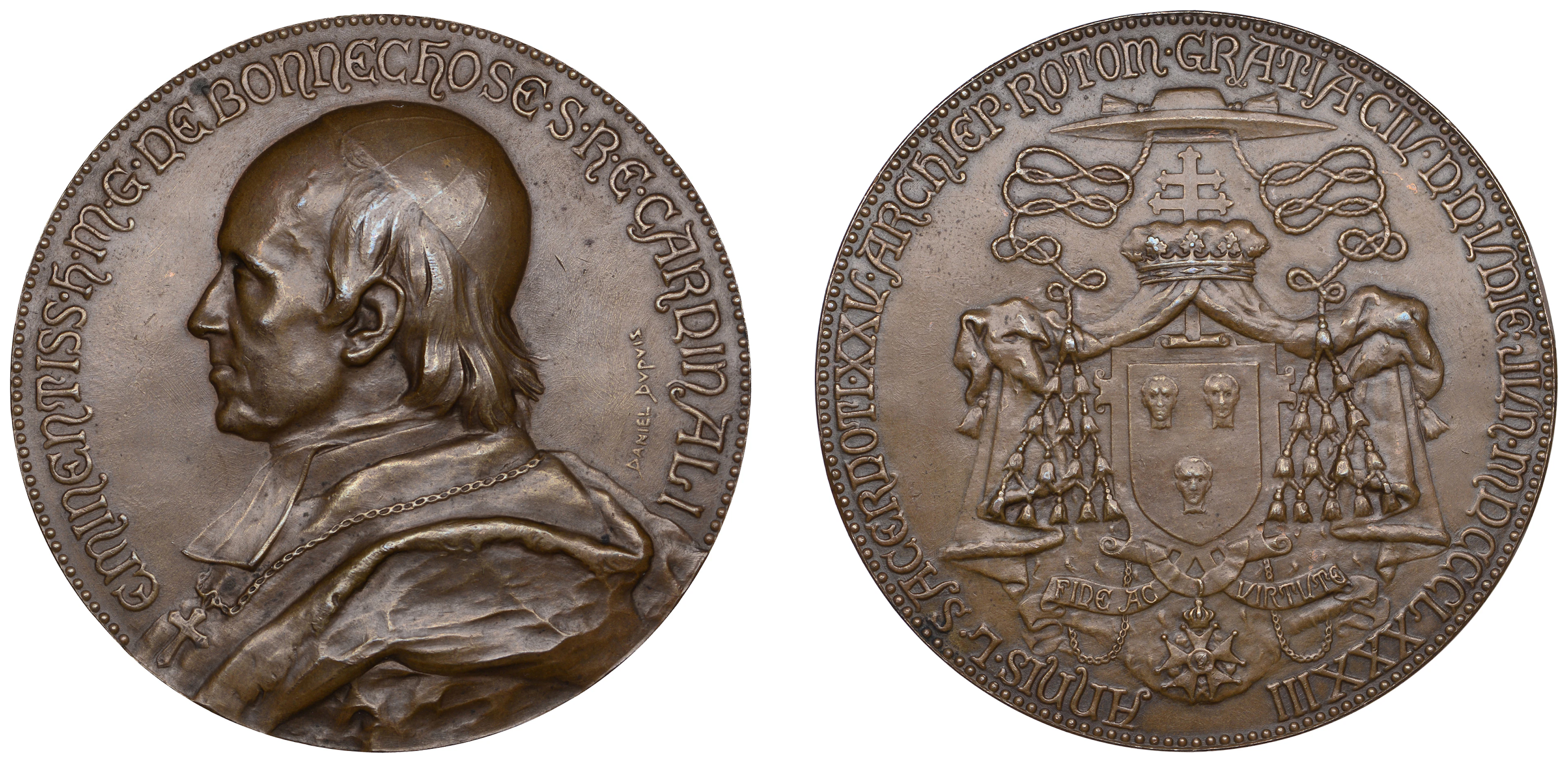 FRANCE, Cardinal Bonnechose, 1883, a bronze medal by J.-B. Daniel-Dupuis