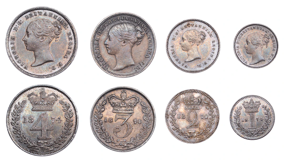 Victoria (1837-1901), Maundy Set, 1874 (ESC 3527; S 3916) [4]. Toned