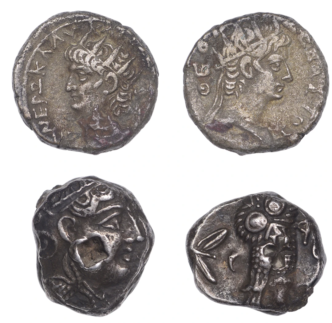 Attica, Athens, Tetradrachm, c. 353-294, helmeted head of Athena right