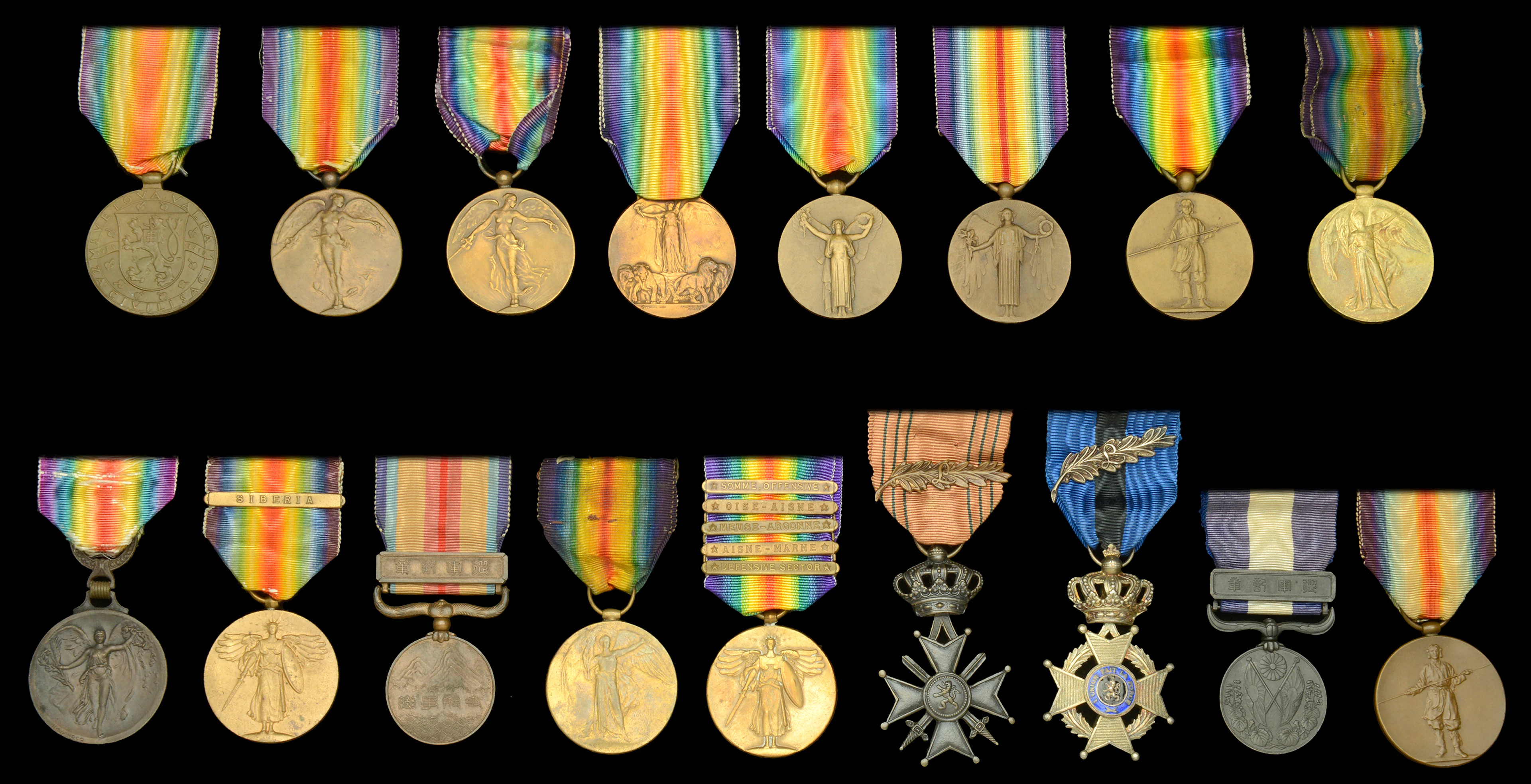 Allied Victory Medals: Belgium (2); Czechoslovakia; France; Great