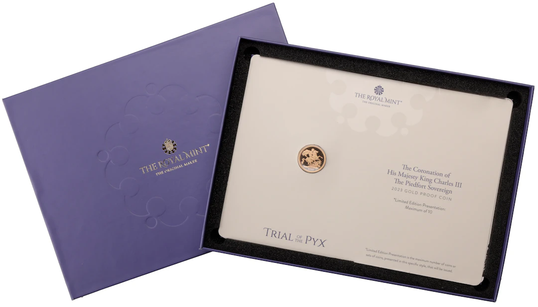 Charles III (2022-Present), Proof Piedfort Sovereign, 2023. In Royal