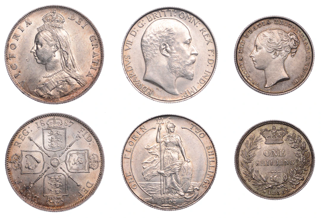 Victoria, Florin, 1887, Shilling, 1856 (ESC 2953, 3007; S 3904, 3925);