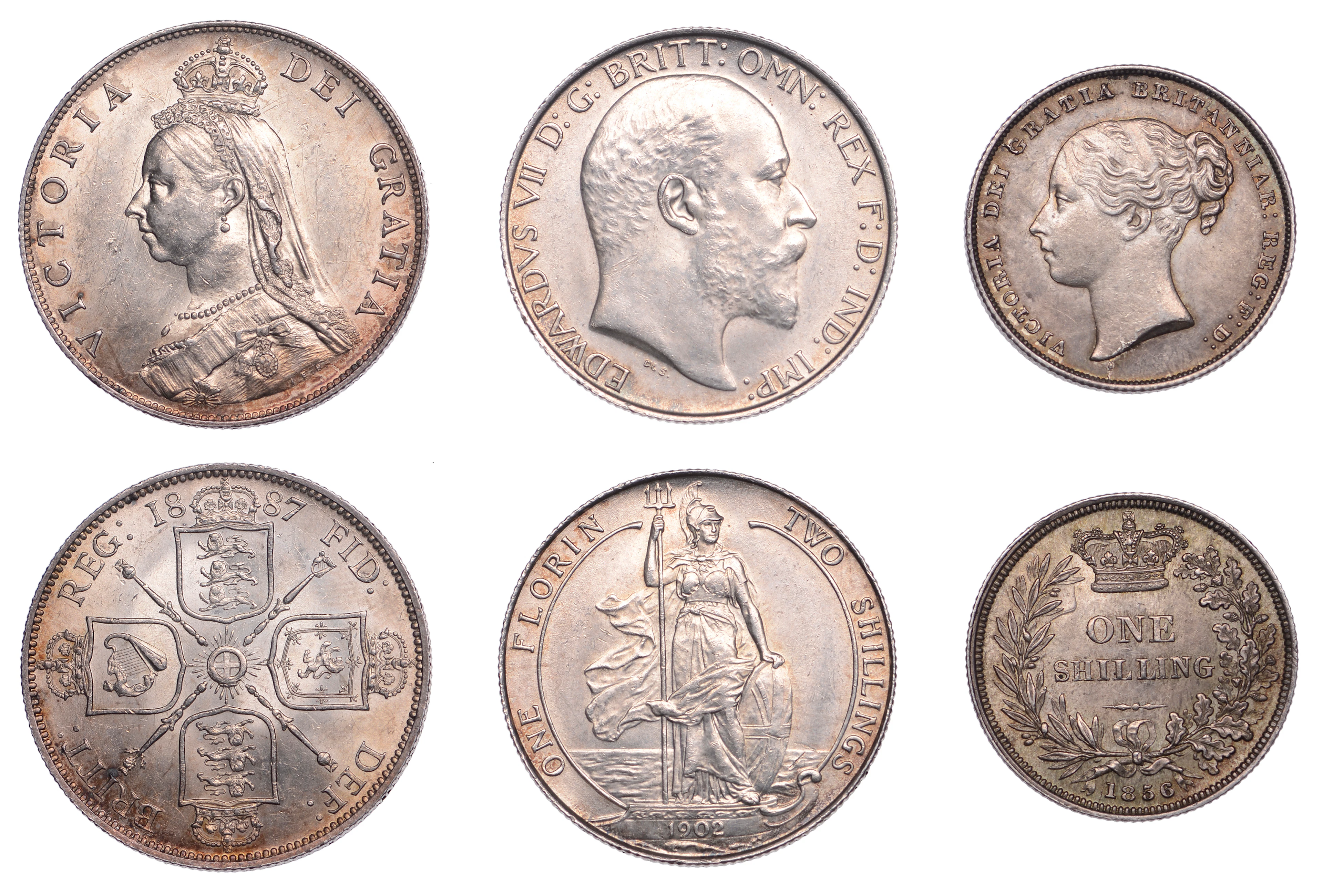 Victoria, Florin, 1887, Shilling, 1856 (ESC 2953, 3007; S 3904, 3925);