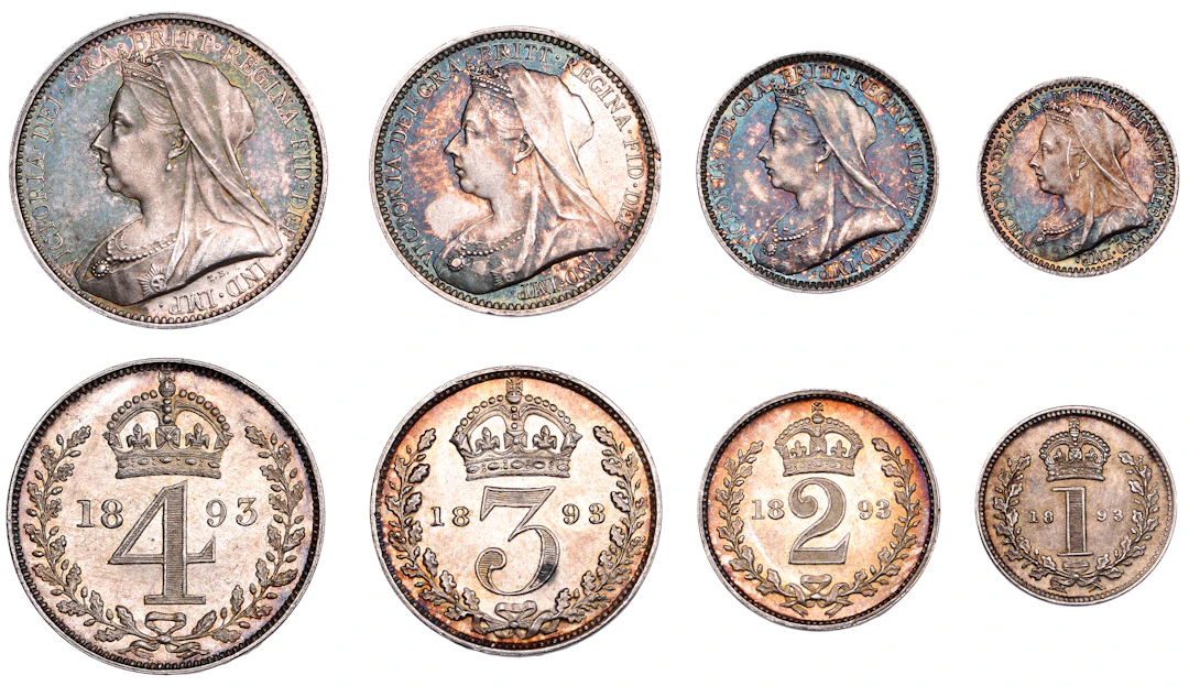 Victoria (1837-1901), Maundy Set, 1898 (ESC 3556; S 3943). Toned