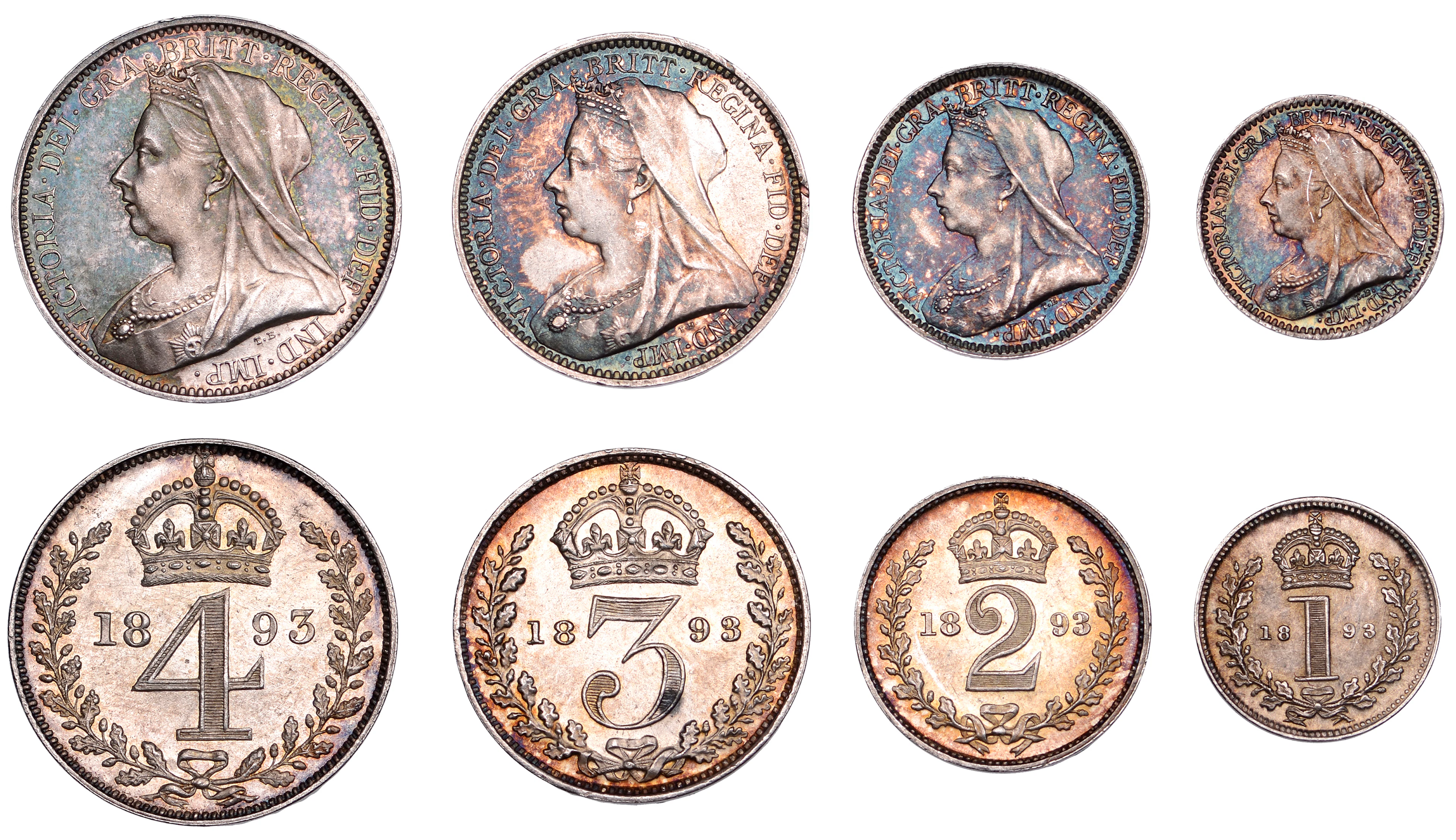 Victoria (1837-1901), Maundy Set, 1898 (ESC 3556; S 3943). Toned