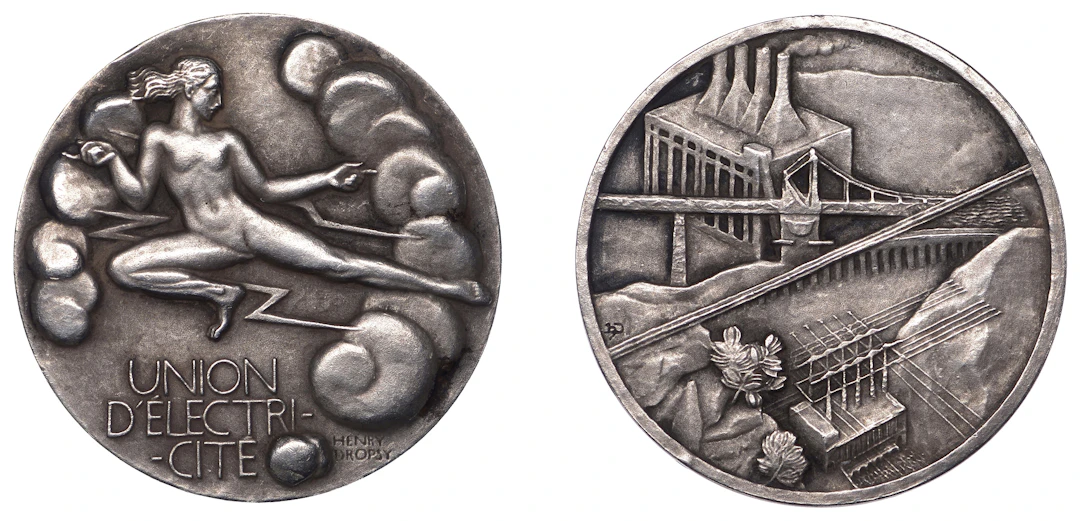 FRANCE, Union d’Électricité, c. 1935, a silver medal by H. Dropsy