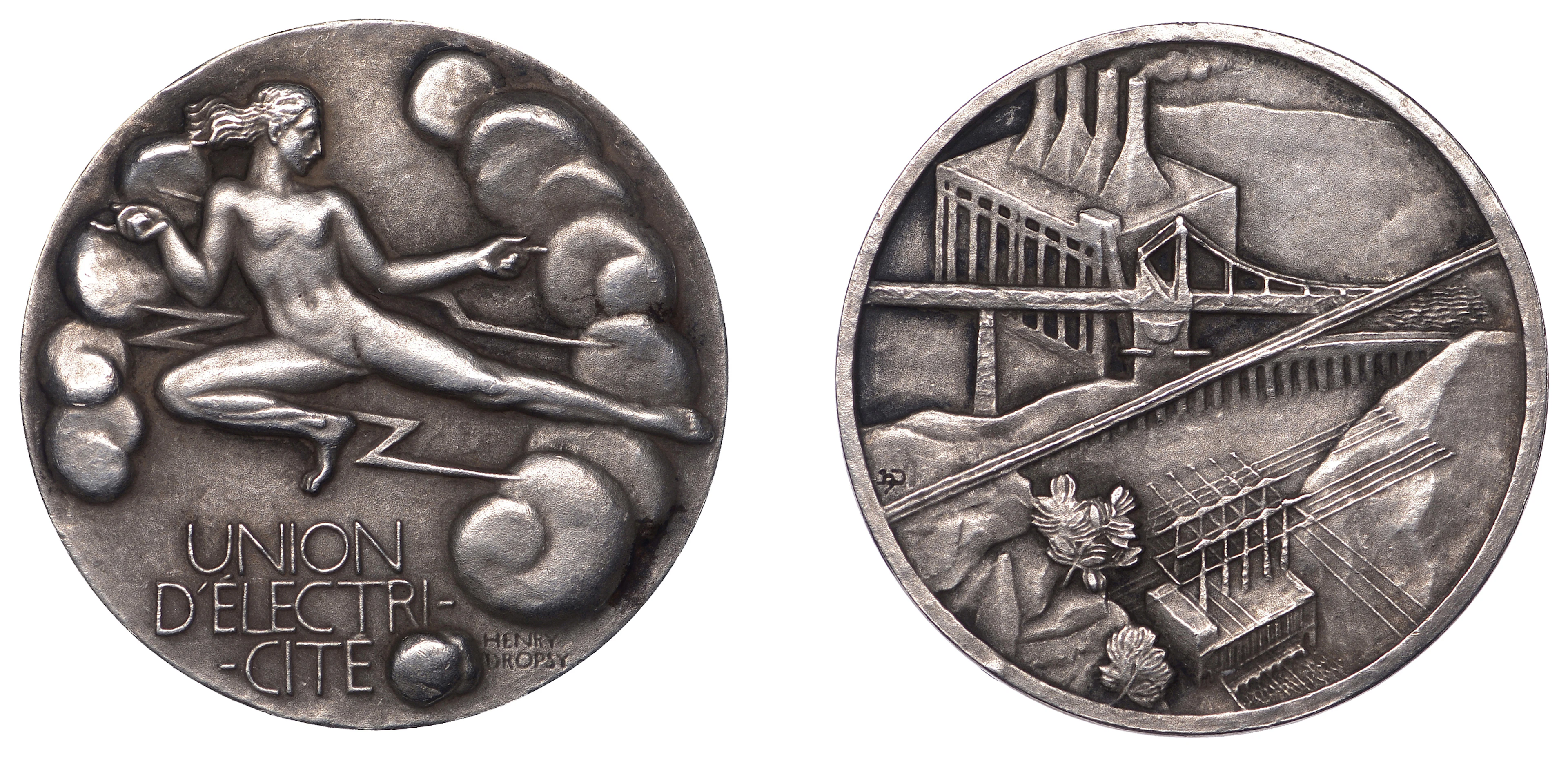 FRANCE, Union d’Électricité, c. 1935, a silver medal by H. Dropsy
