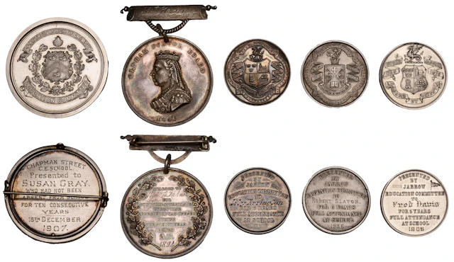 Great Britain, LANCASHIRE, Oldham School Board, 1891, a silver attendance