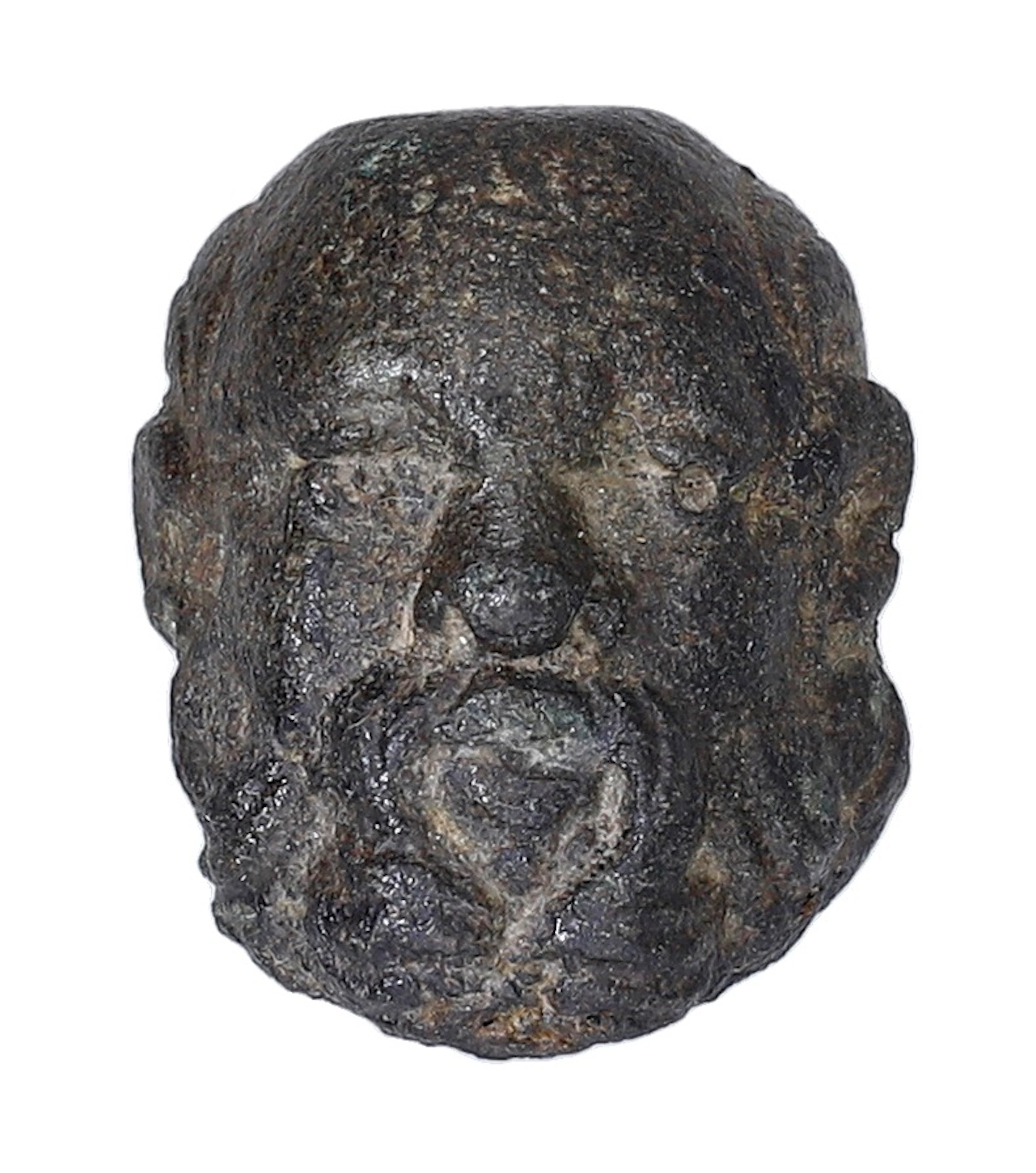 Roman, 2nd century AD, bronze head of a bald and bearded elderly male