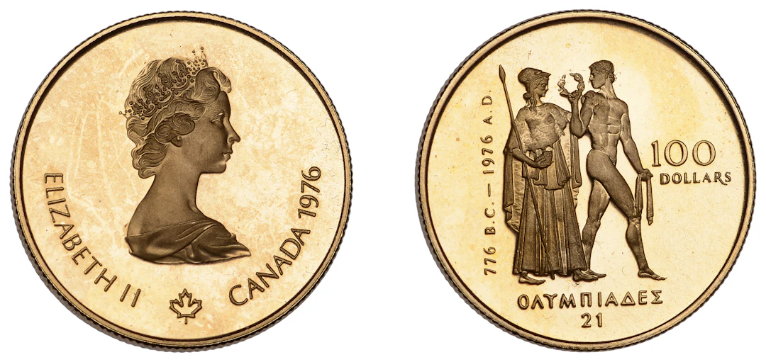 Canada, Elizabeth II, Proof 100 Dollars, 1976, Montreal Olympics