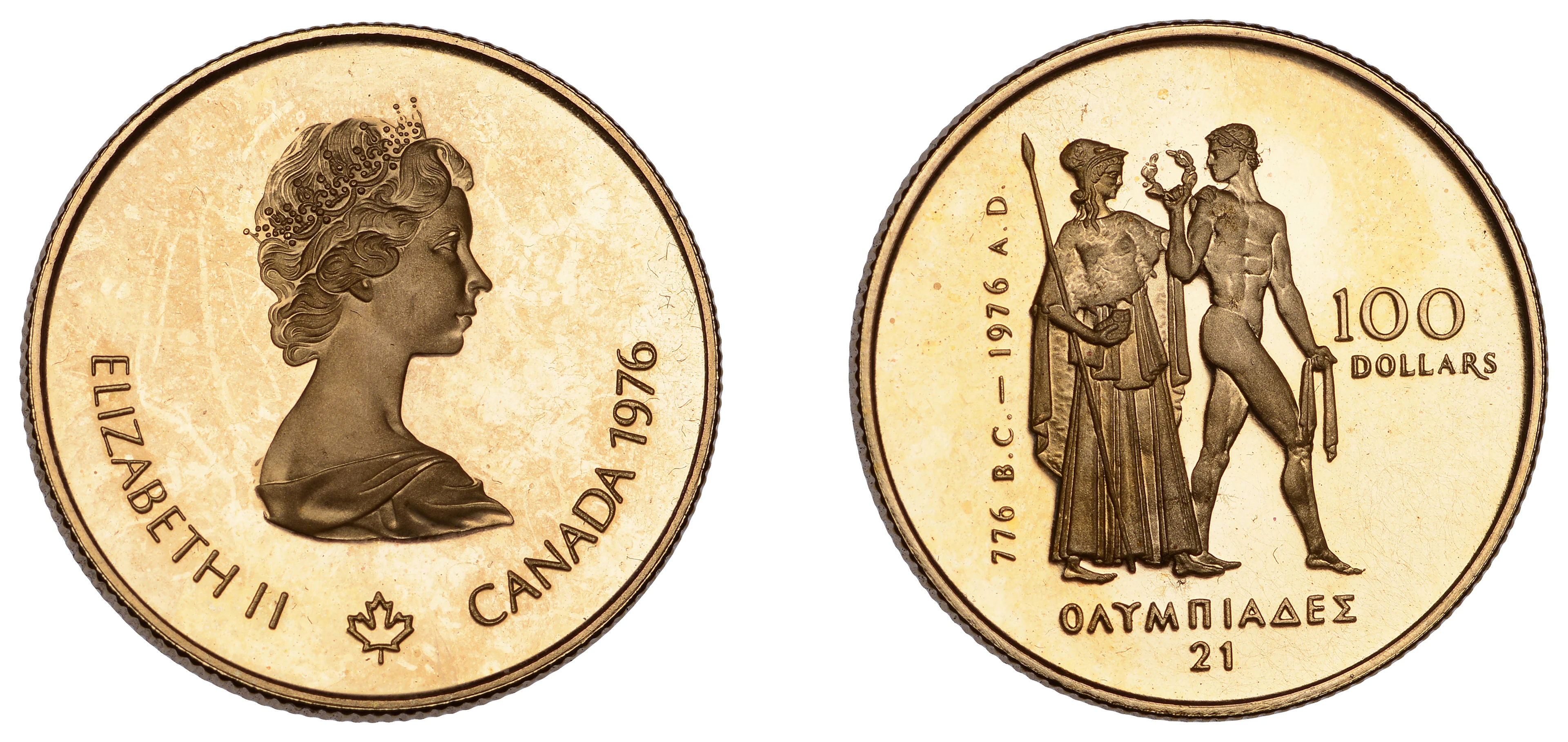 Canada, Elizabeth II, Proof 100 Dollars, 1976, Montreal Olympics