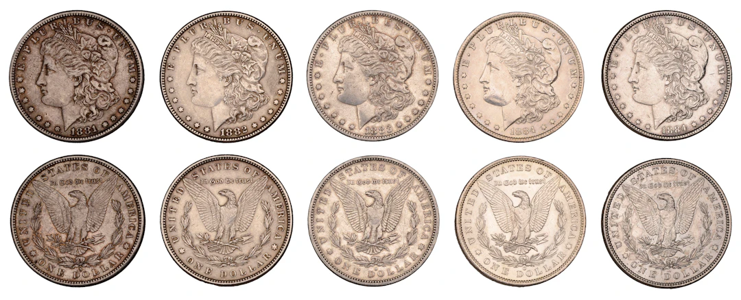 United States of America, Dollars (5), 1881s, 1882, 1883s, 1884, 1884o