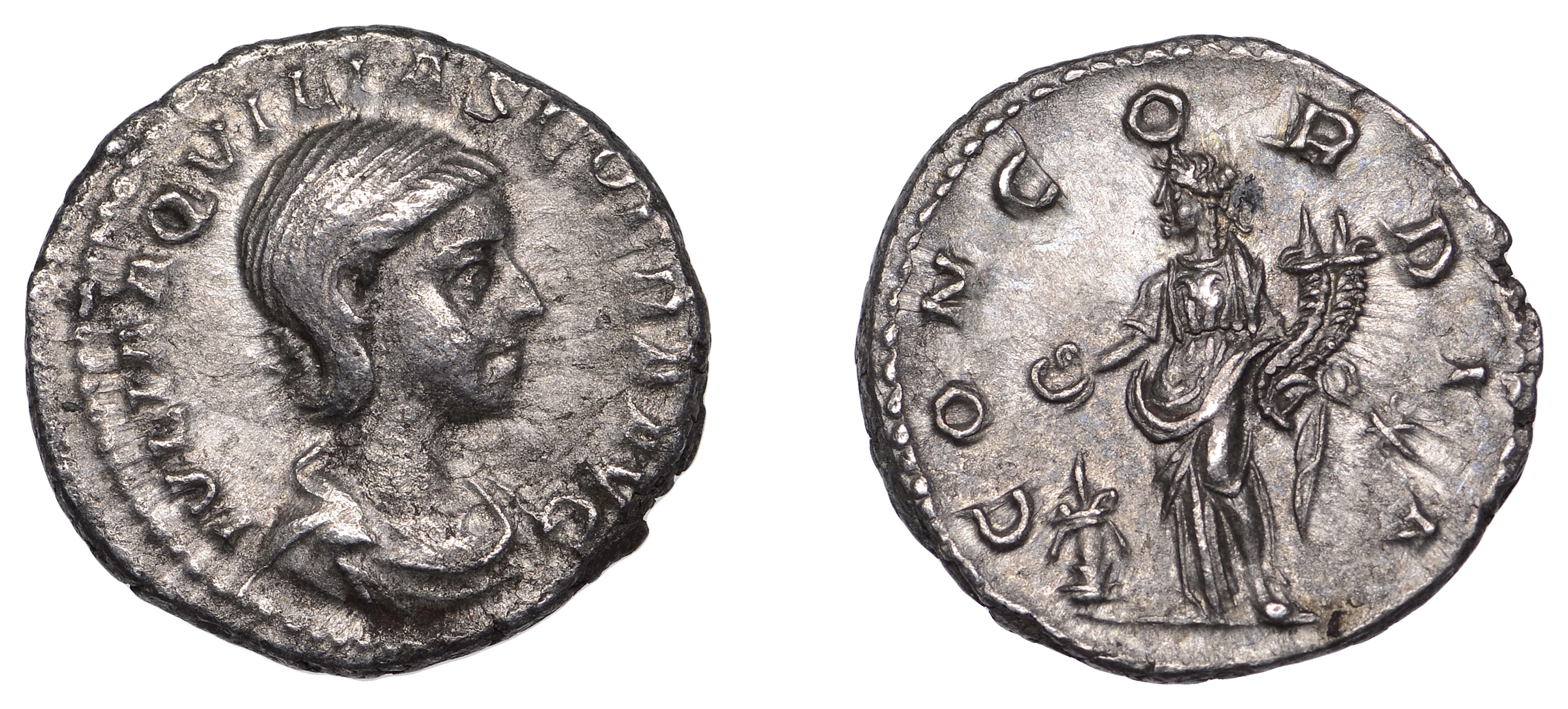Aquilia Severa (Augusta 220), Denarius, 220-22, draped bust right