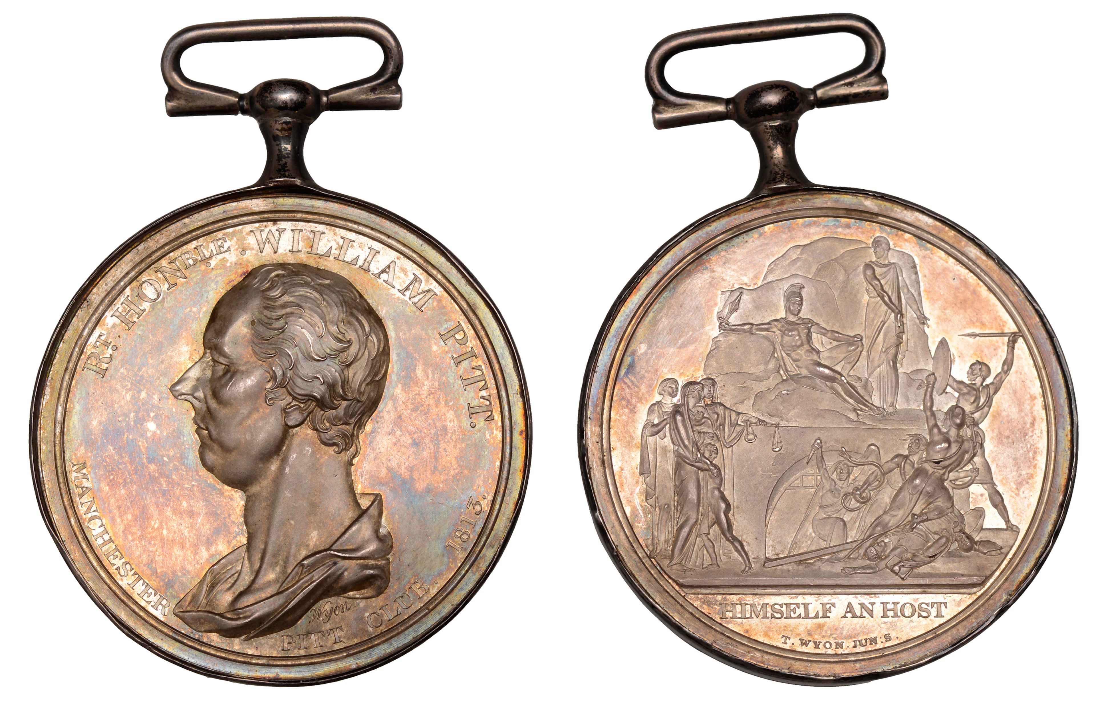Manchester Pitt Club, 1813, a silver medal by T. Wyon Jr., bust left