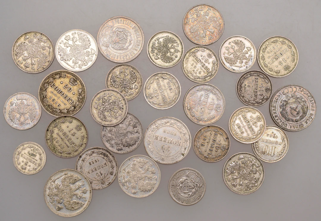 Miscellaneous, Miscellaneous Russian coins in silver (28), various
