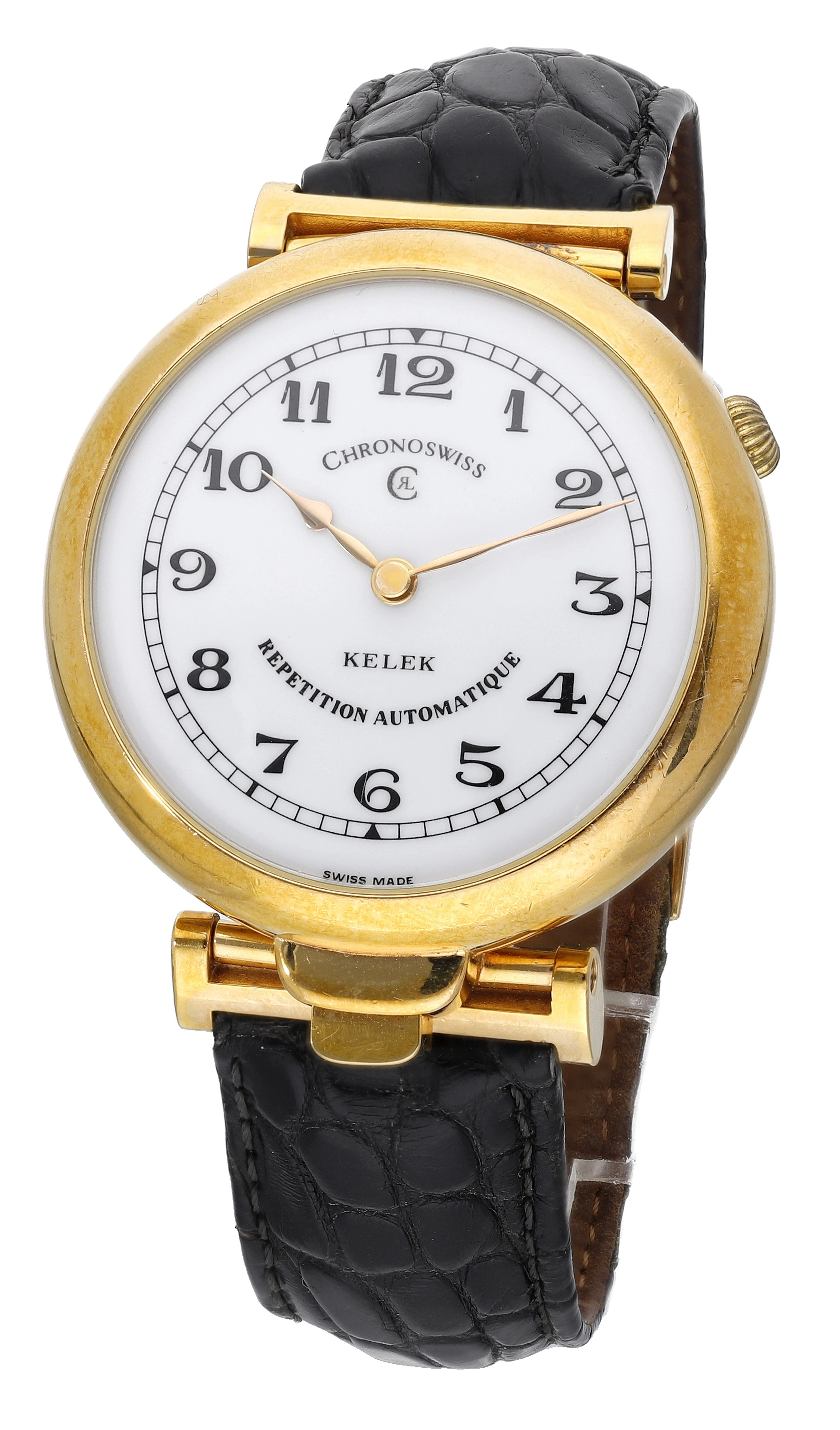 Chronoswiss/Kelek. A gold plated automatic 5-minute repeating wristwatch