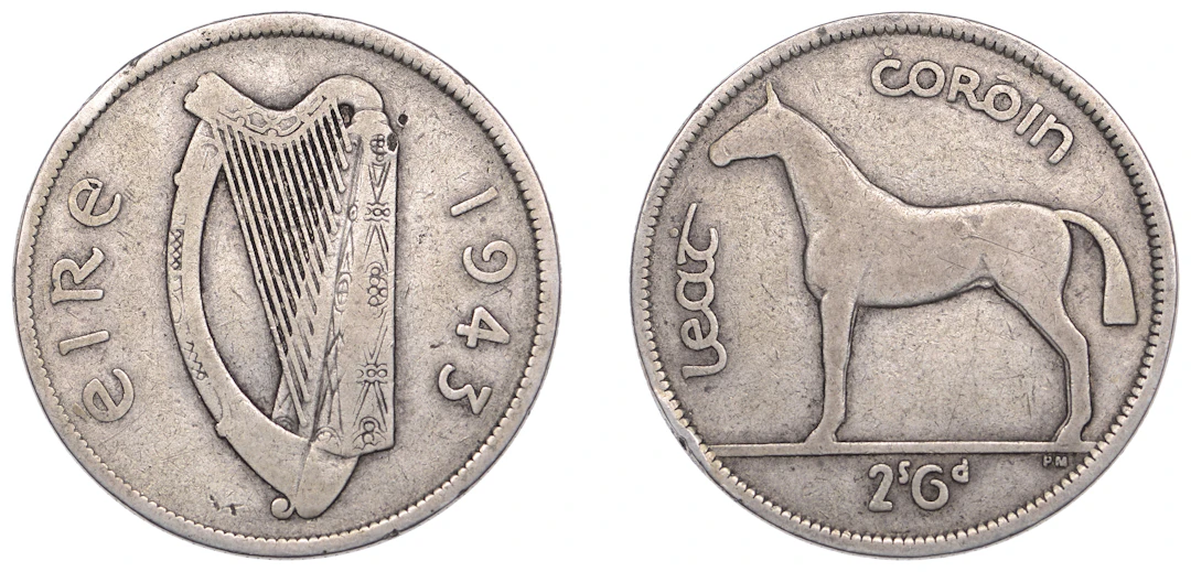 Ireland, Eire, Halfcrown, 1943 (S 6633). Good fine, very rare £100-£150