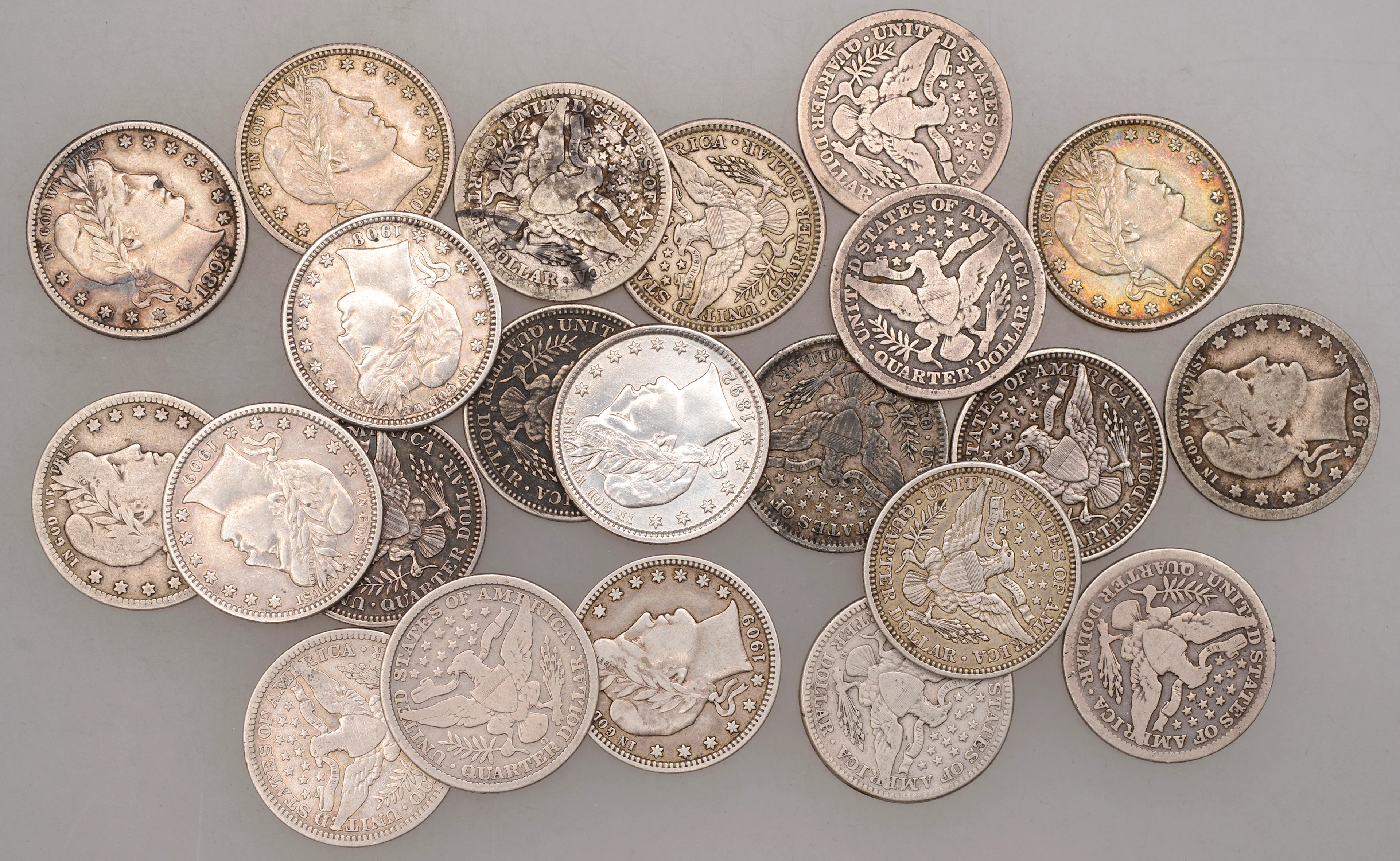 United States of America, ‘Barber’ Quarter-Dollars (22), various dates