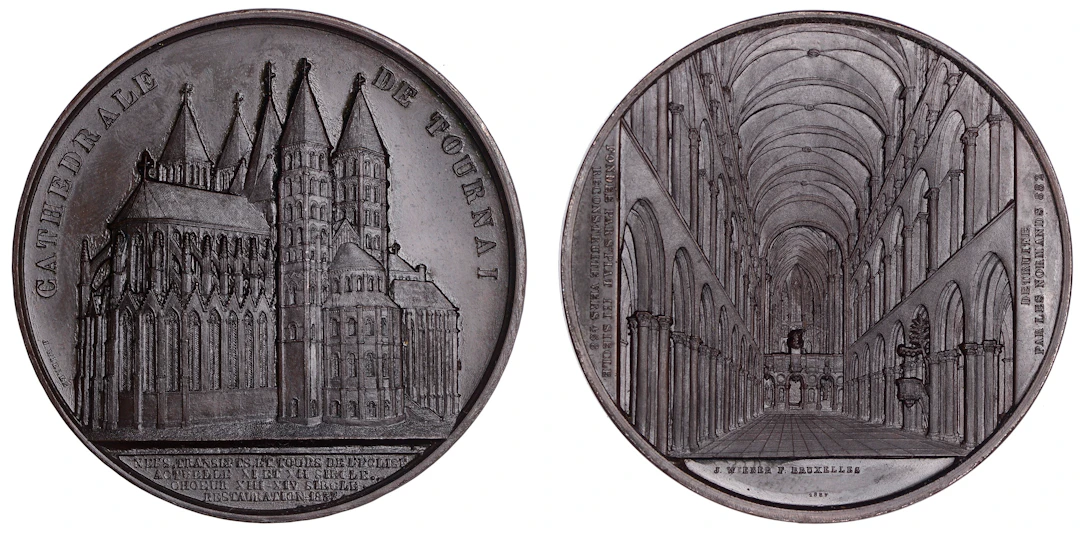 BELGIUM, Cathédrale de Tournai [Tournai Cathedral], 1857, a copper
