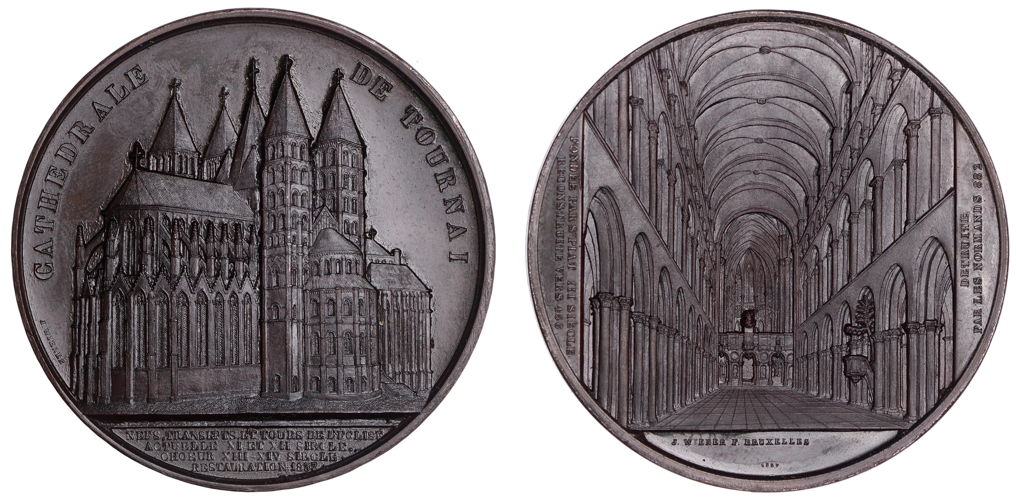 BELGIUM, Cathédrale de Tournai [Tournai Cathedral], 1857, a copper