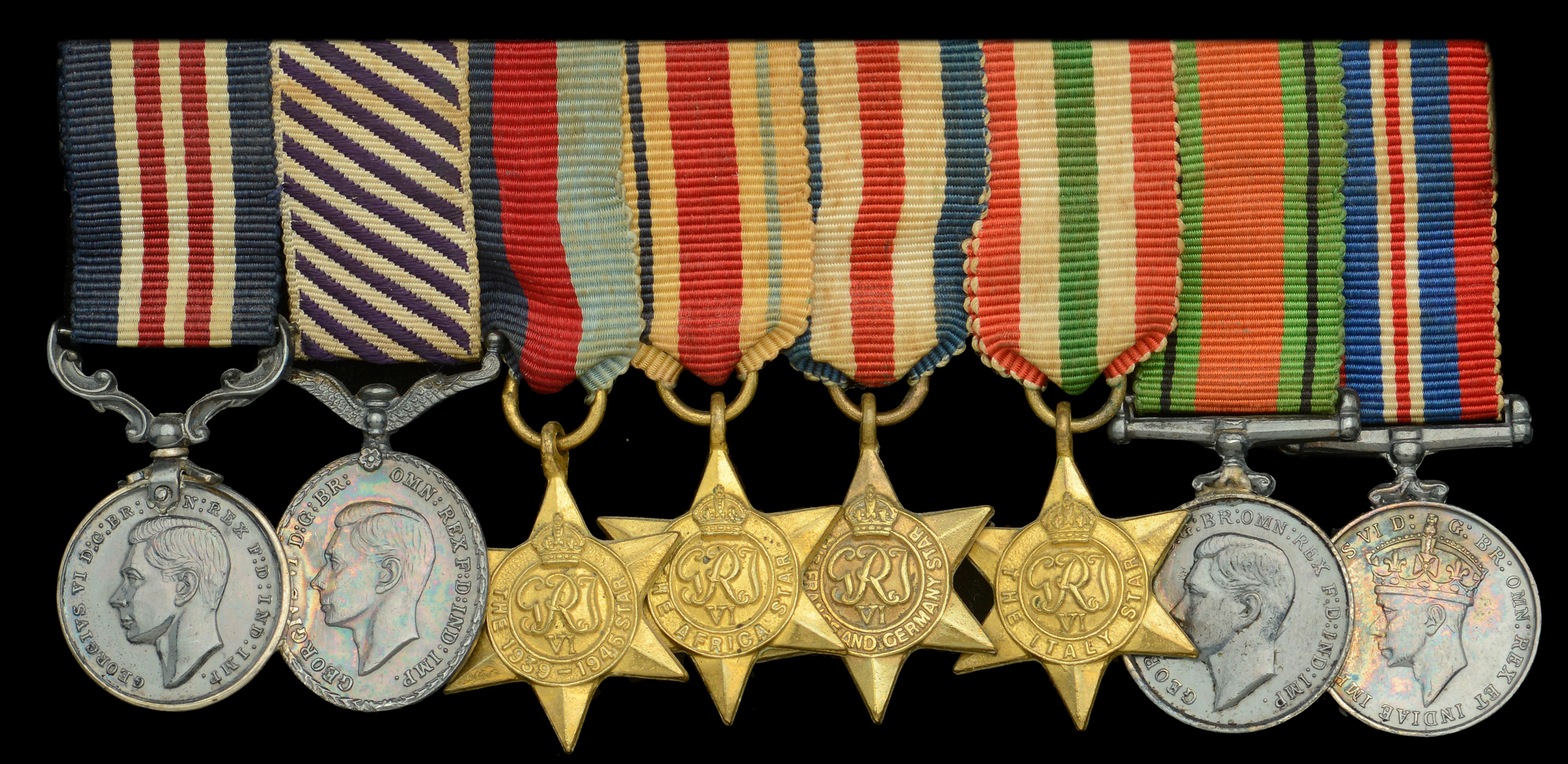 A rare Second War M.M., D.F.M. mounted group of eight miniature dress