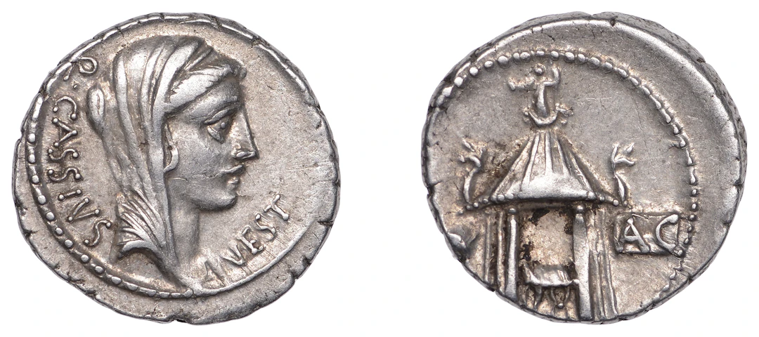 Republican Issues, Q. Cassius Longinus, Denarius, c. 55, head of Libertas