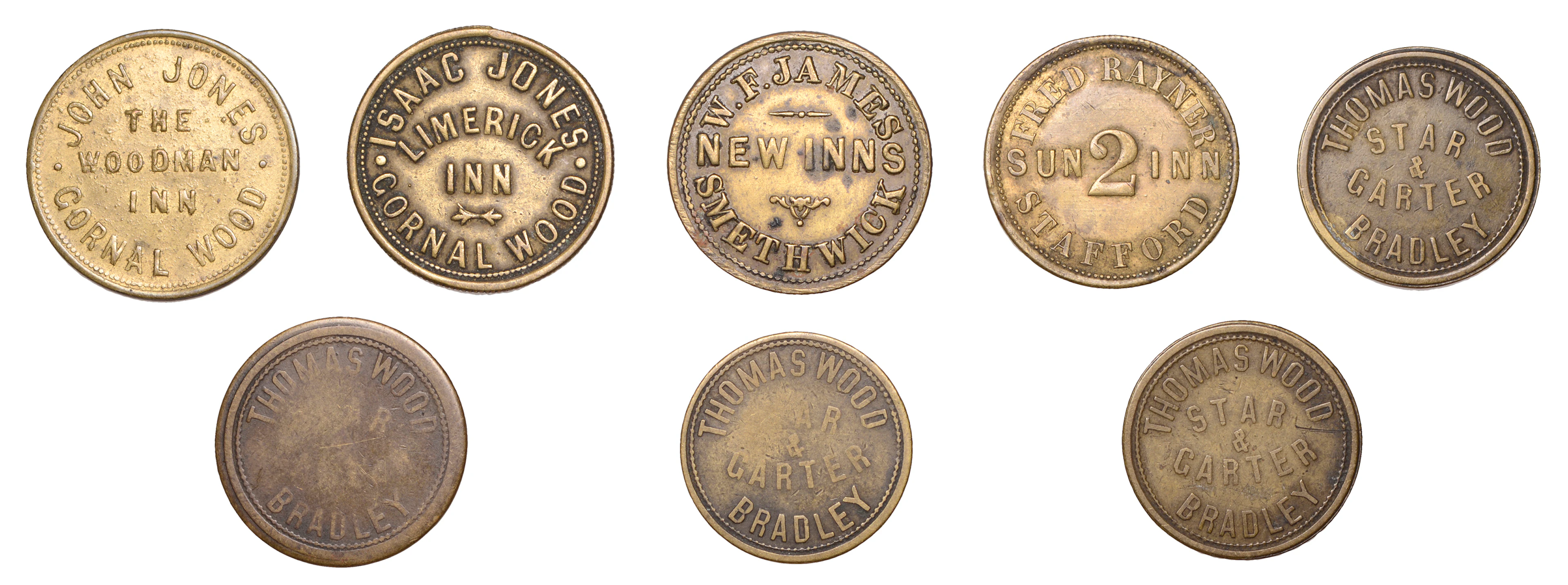 Miscellaneous Tokens and Checks, STAFFORDSHIRE, Bradley, Star & Garter