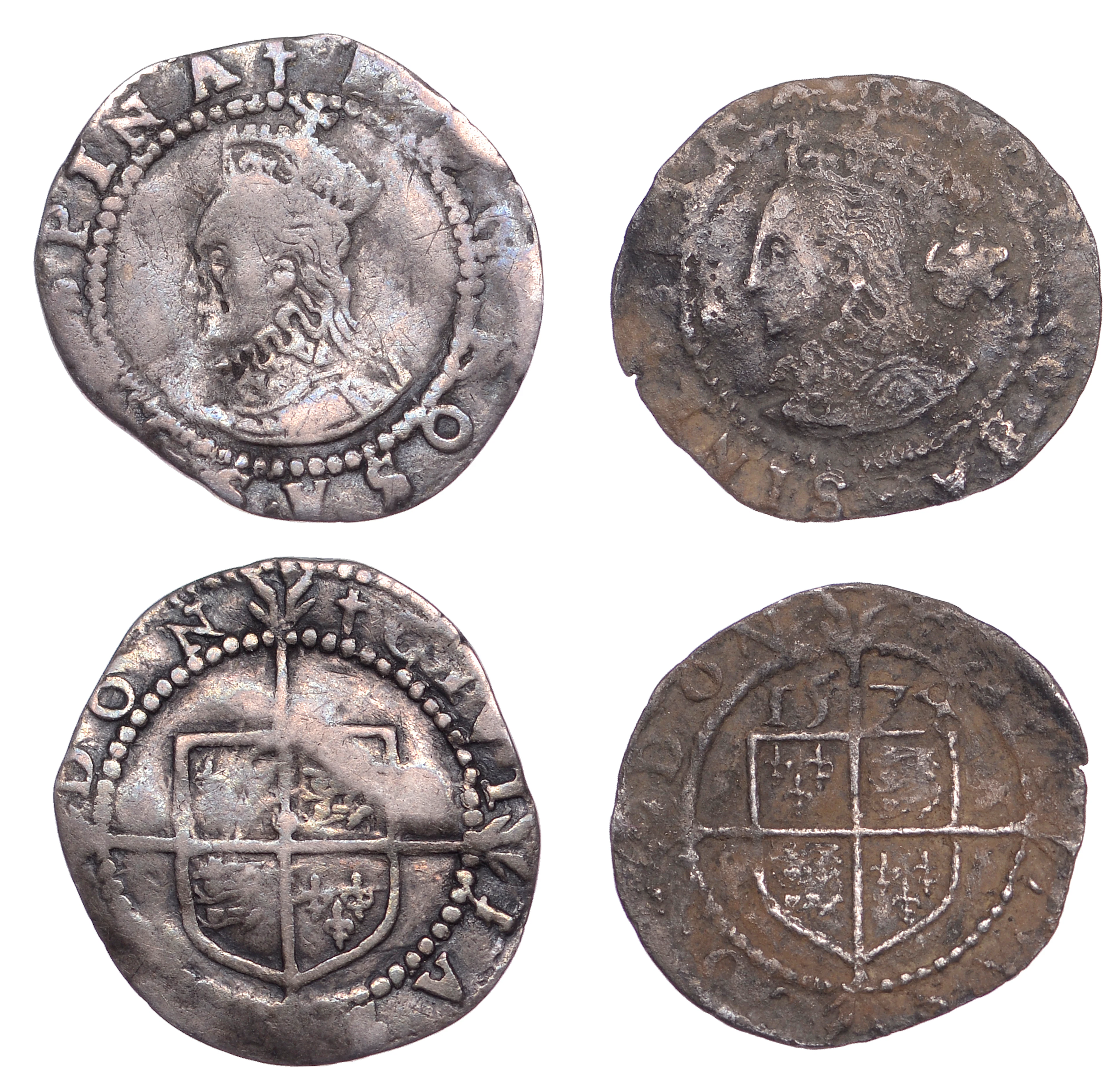 Elizabeth I, Fourth issue, Threefarthings, 1574, mm. eglantine, bust