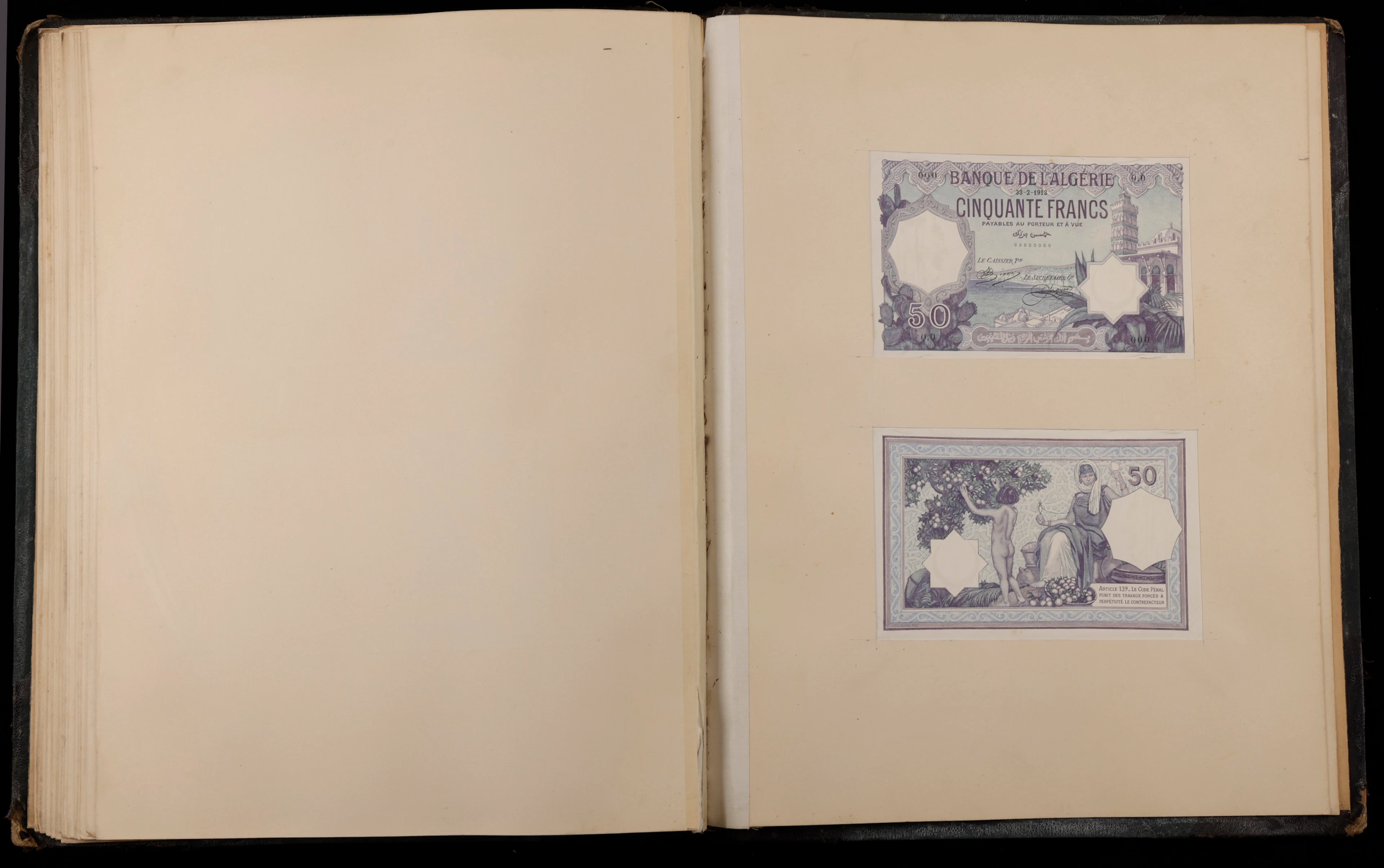 Banque de l’Algerie, a large format (roughly A3) leather-bound book
