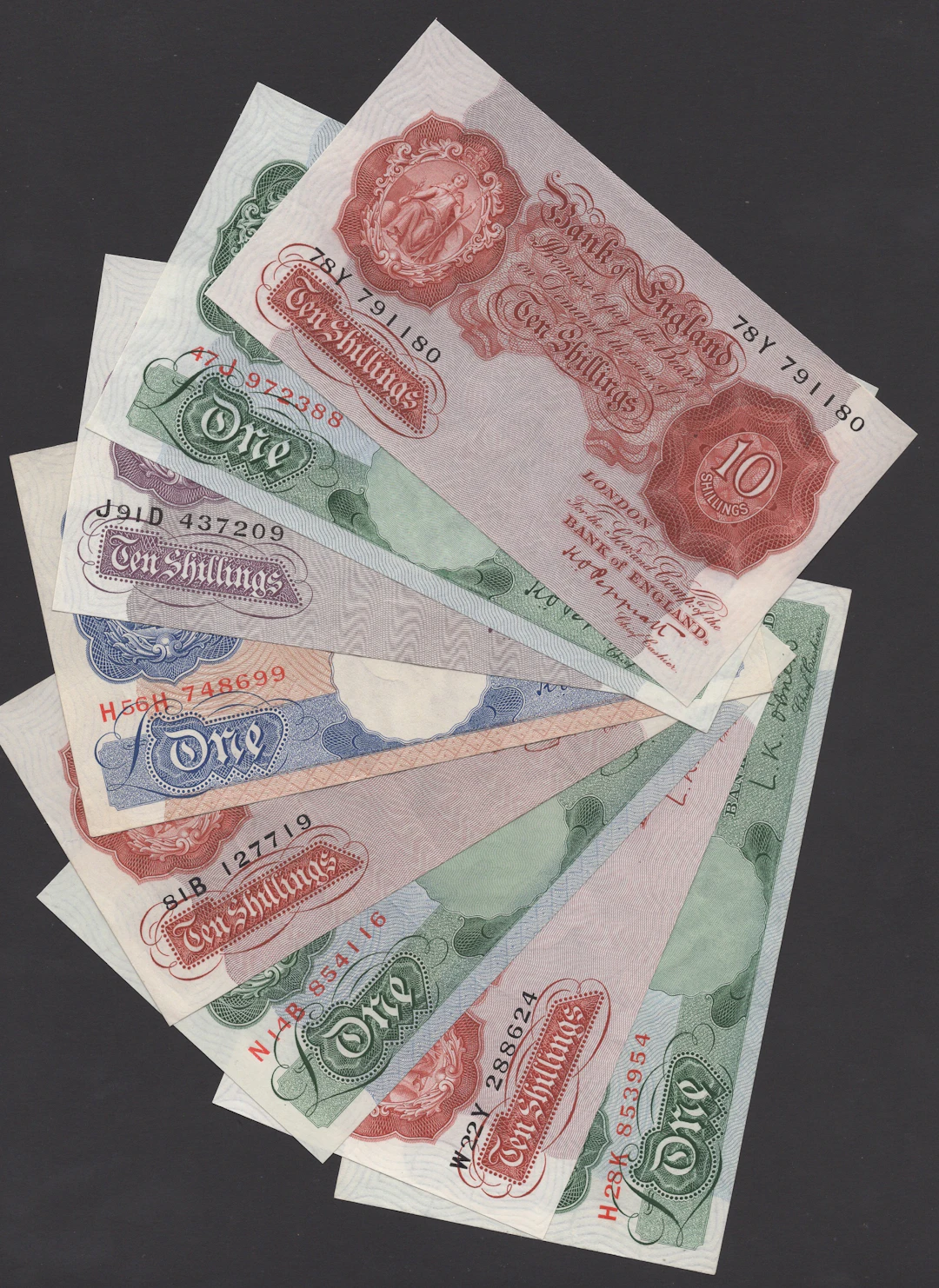 Bank of England, Kenneth O. Peppiatt, 10 Shillings and £1, 1934, serial