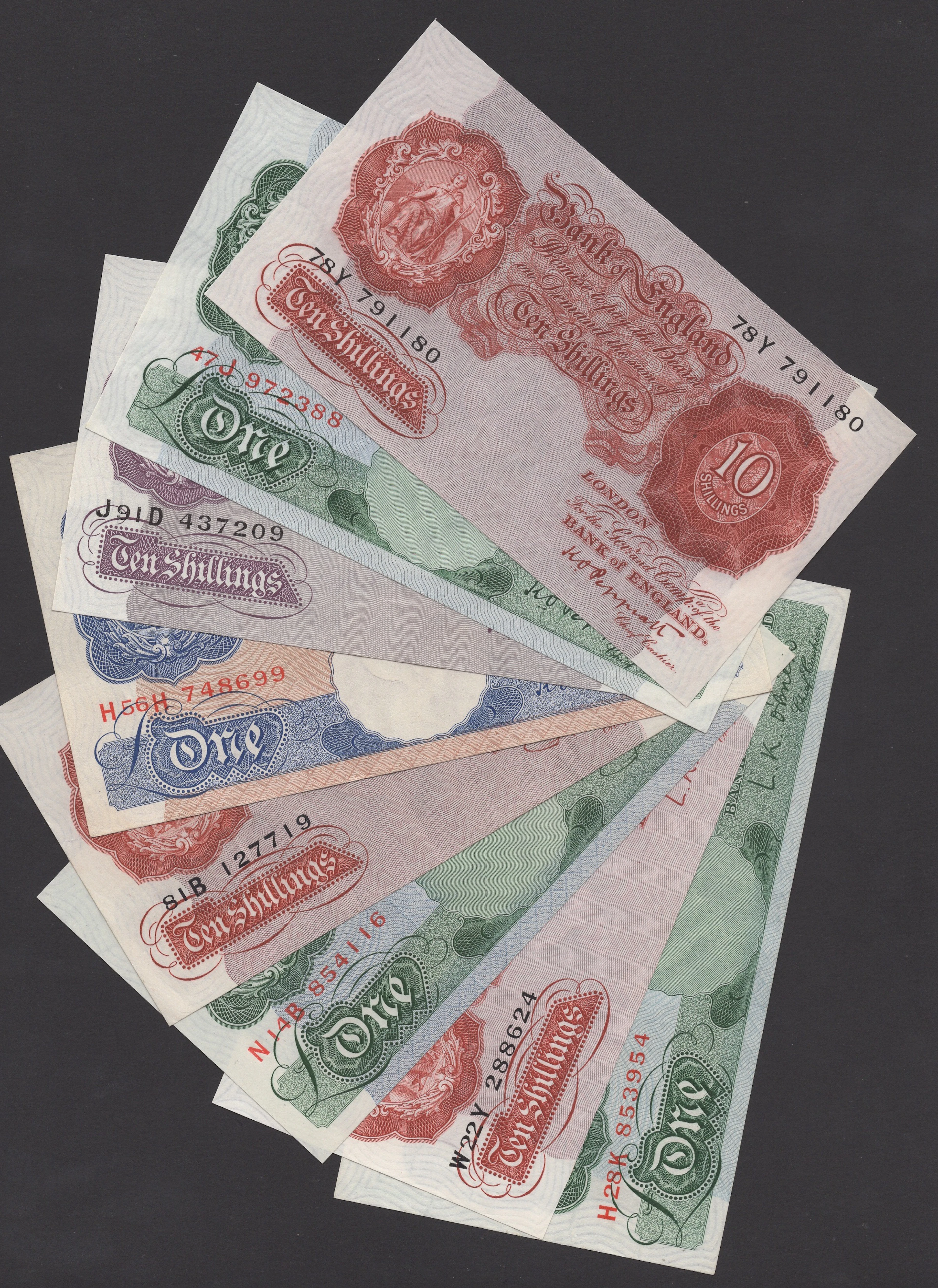 Bank of England, Kenneth O. Peppiatt, 10 Shillings and £1, 1934, serial