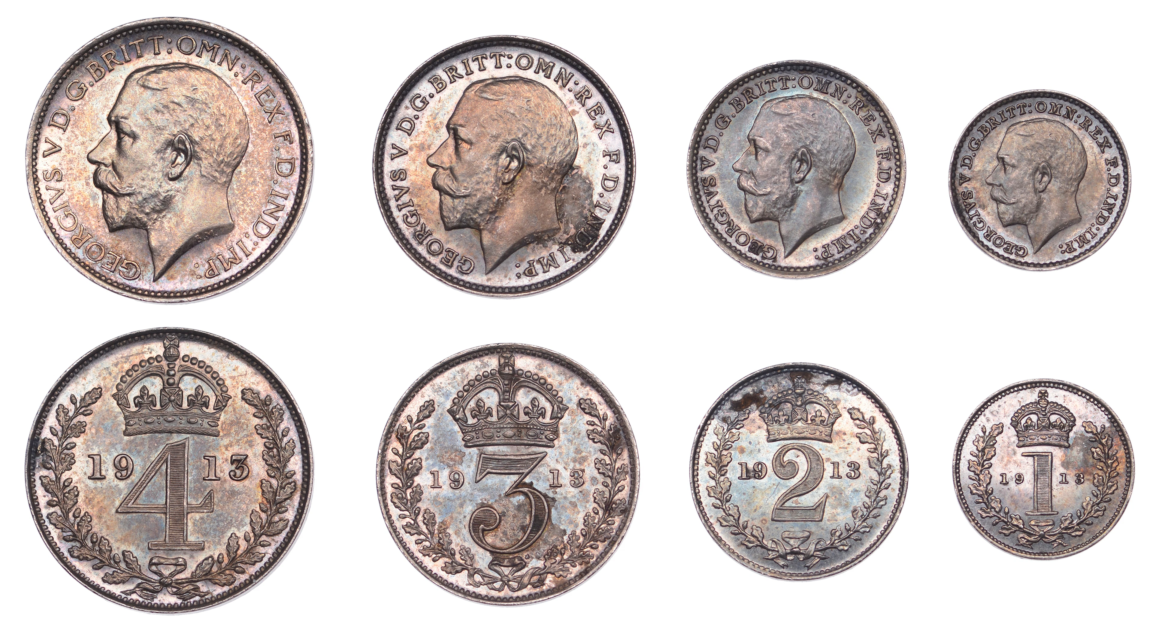 George V (1910-1936), Maundy Set, 1913 (ESC 3973; S 4016) [4]. Toned