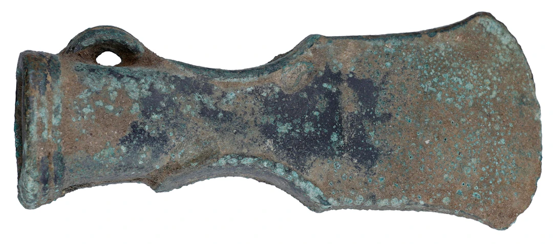Bronze Age, 1,000-800 BC socketed axe, lateral indentation to sides