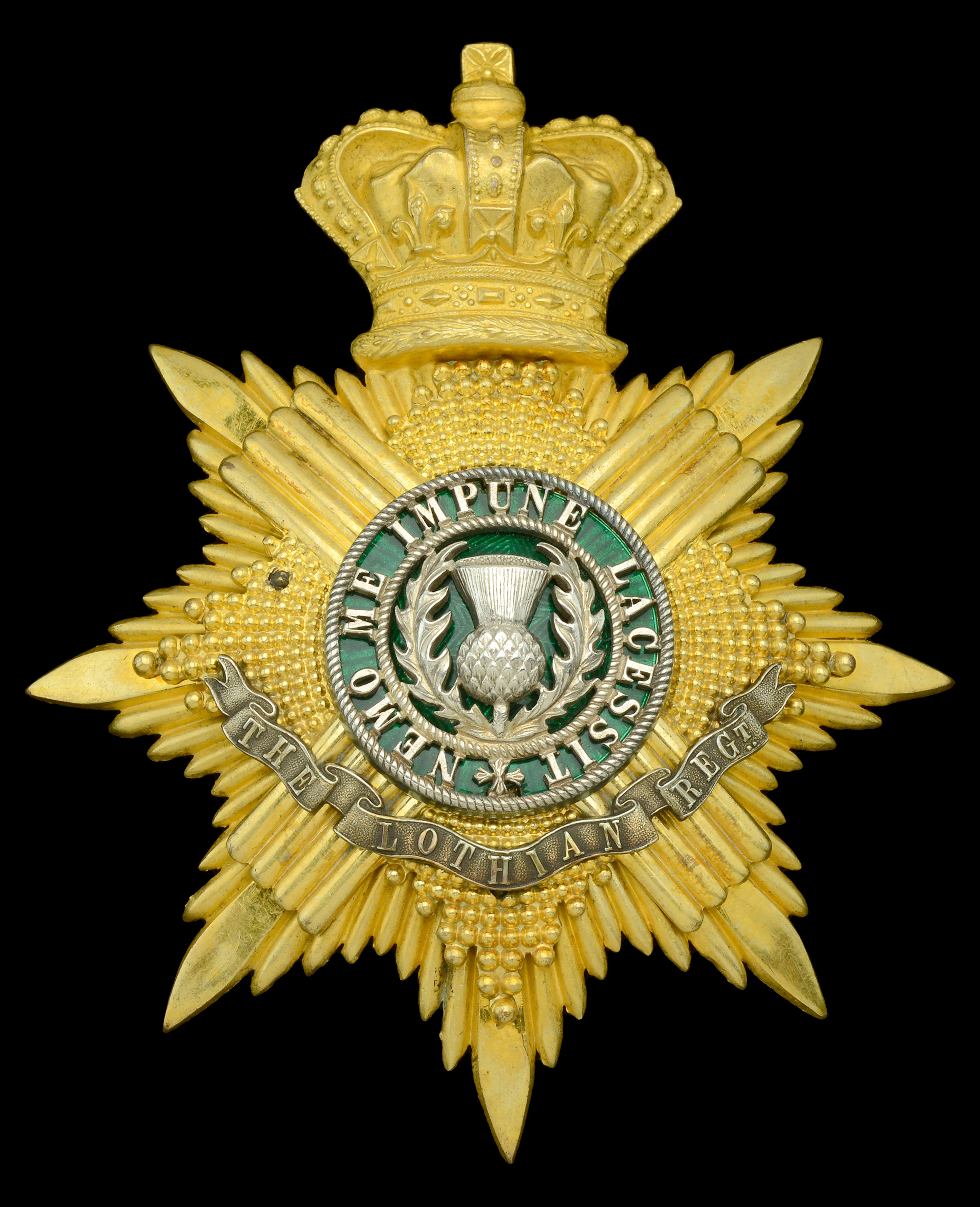 The Lothian Regiment, Royal Scots, Officer’s Helmet Plate. A very