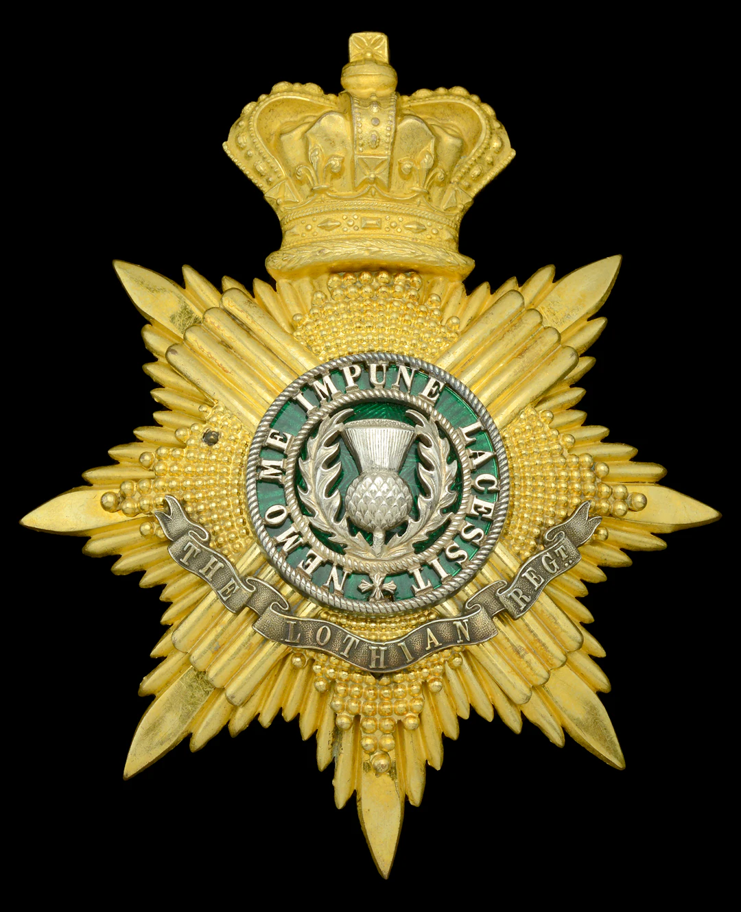 The Lothian Regiment, Royal Scots, Officer’s Helmet Plate. A very