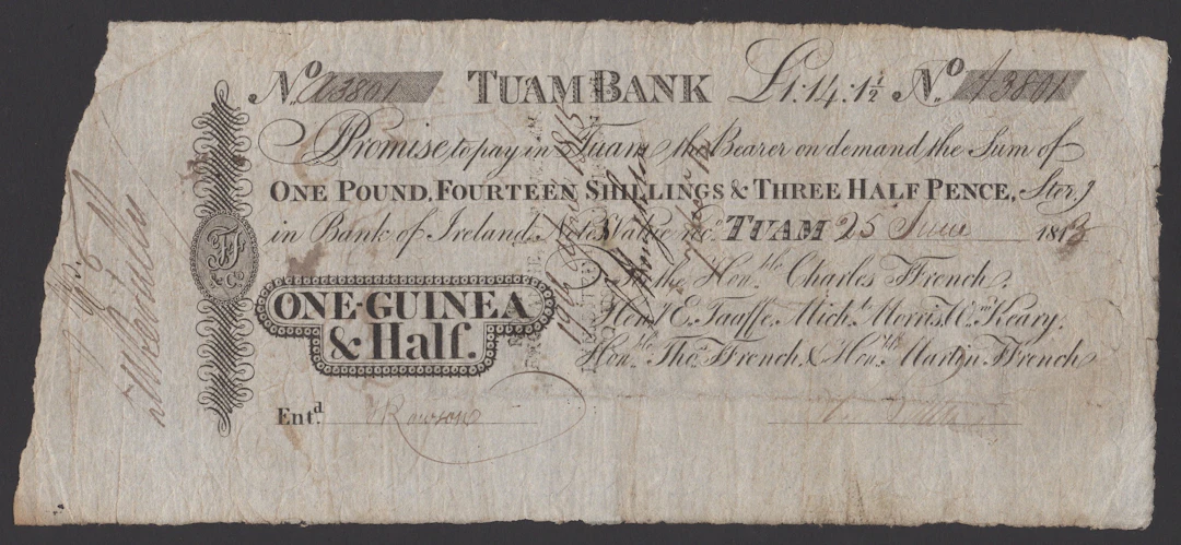 Tuam Bank, for Hon.Charles Ffrench, Henry Taaffe, Michael Morris