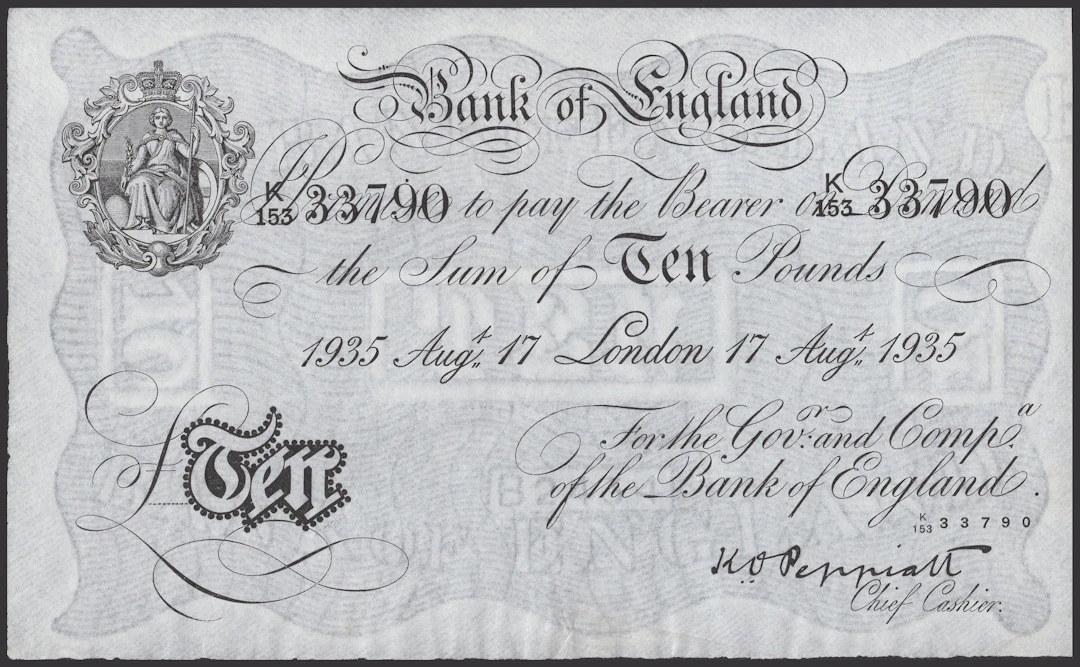 Bank of England, Kenneth O. Peppiatt, £10, London, 17 August 1935