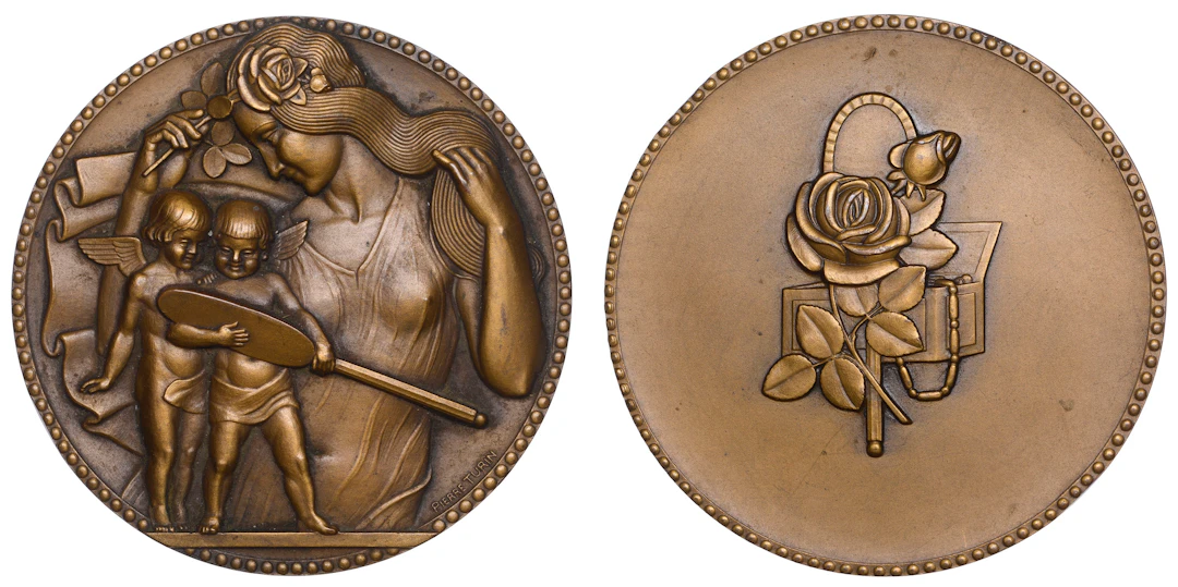 FRANCE, La Toilette, 1941, an Art Déco bronze medal by P. Turin, young