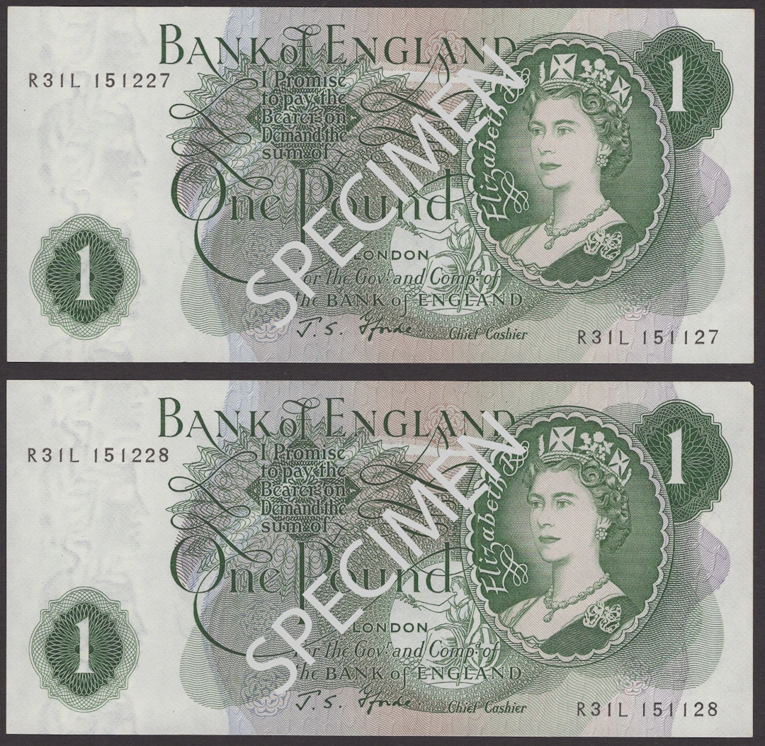 ERROR: Bank of England, John S. Fforde, £1 (2), 15 February 1967