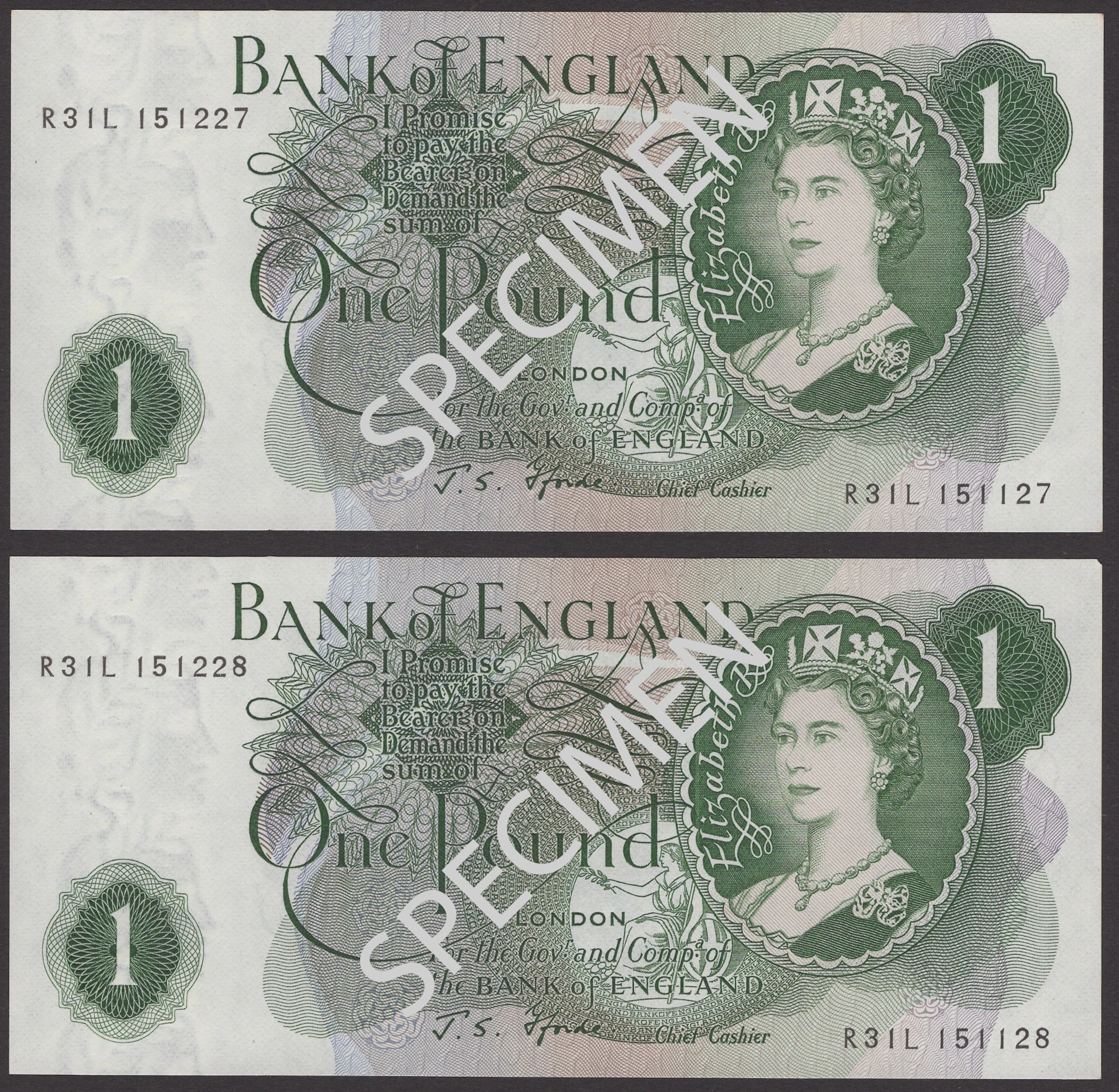 ERROR: Bank of England, John S. Fforde, £1 (2), 15 February 1967
