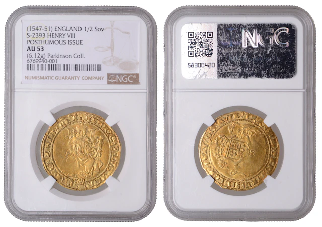 Henry VIII (1509-1547), Posthumous coinage, Half-Sovereign, Tower