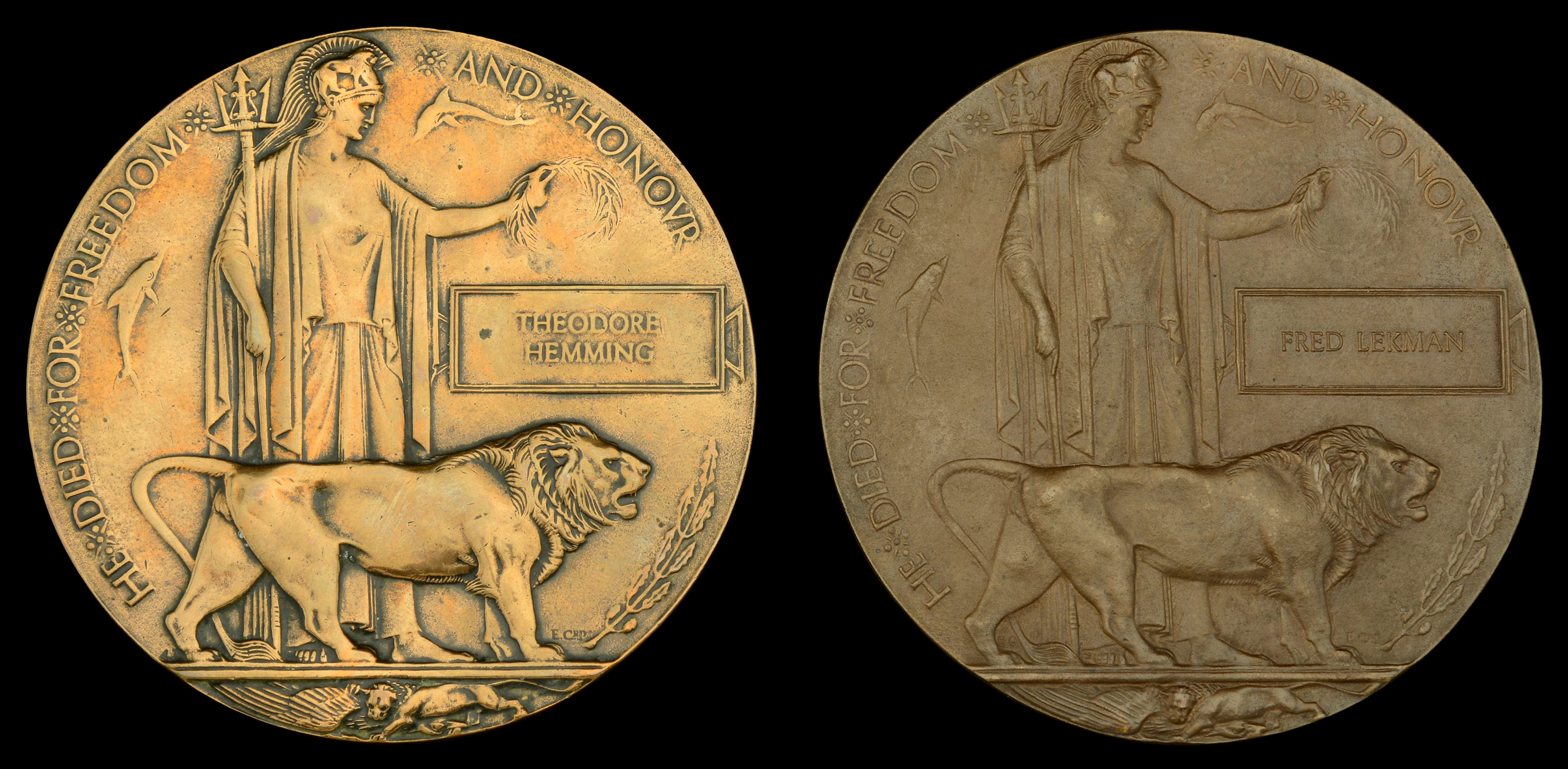 Memorial Plaque (2) (Theodore Hemming; Fred Lekman) both in original