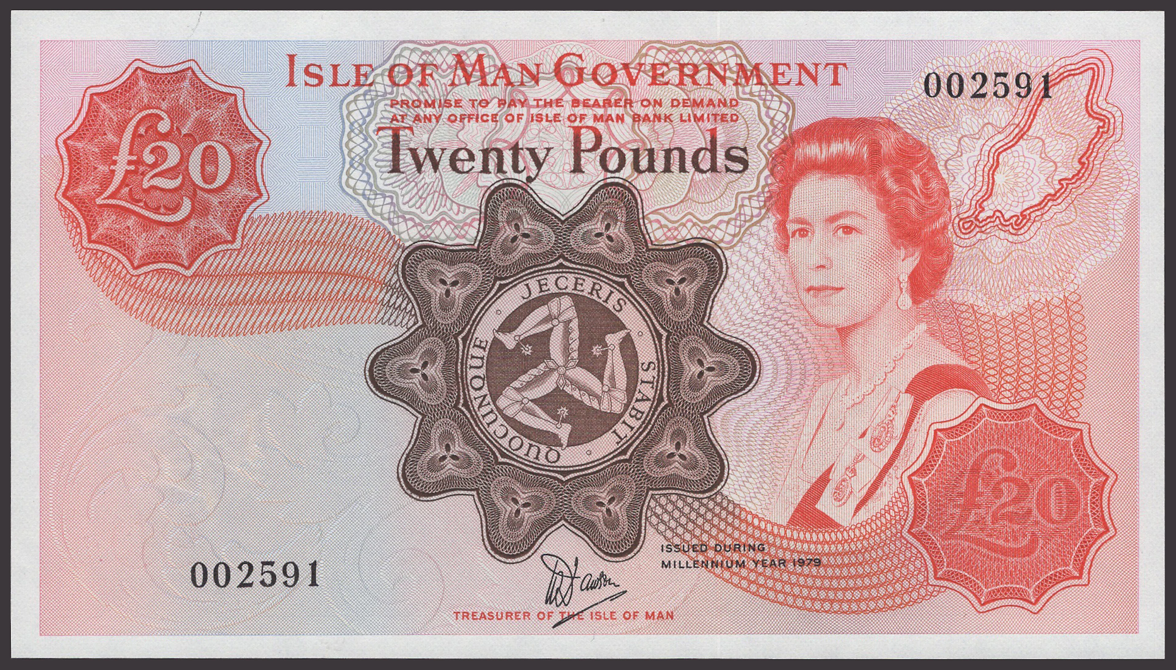 Isle of Man Government, W.Dawson, Millennium commemorative £20, ND