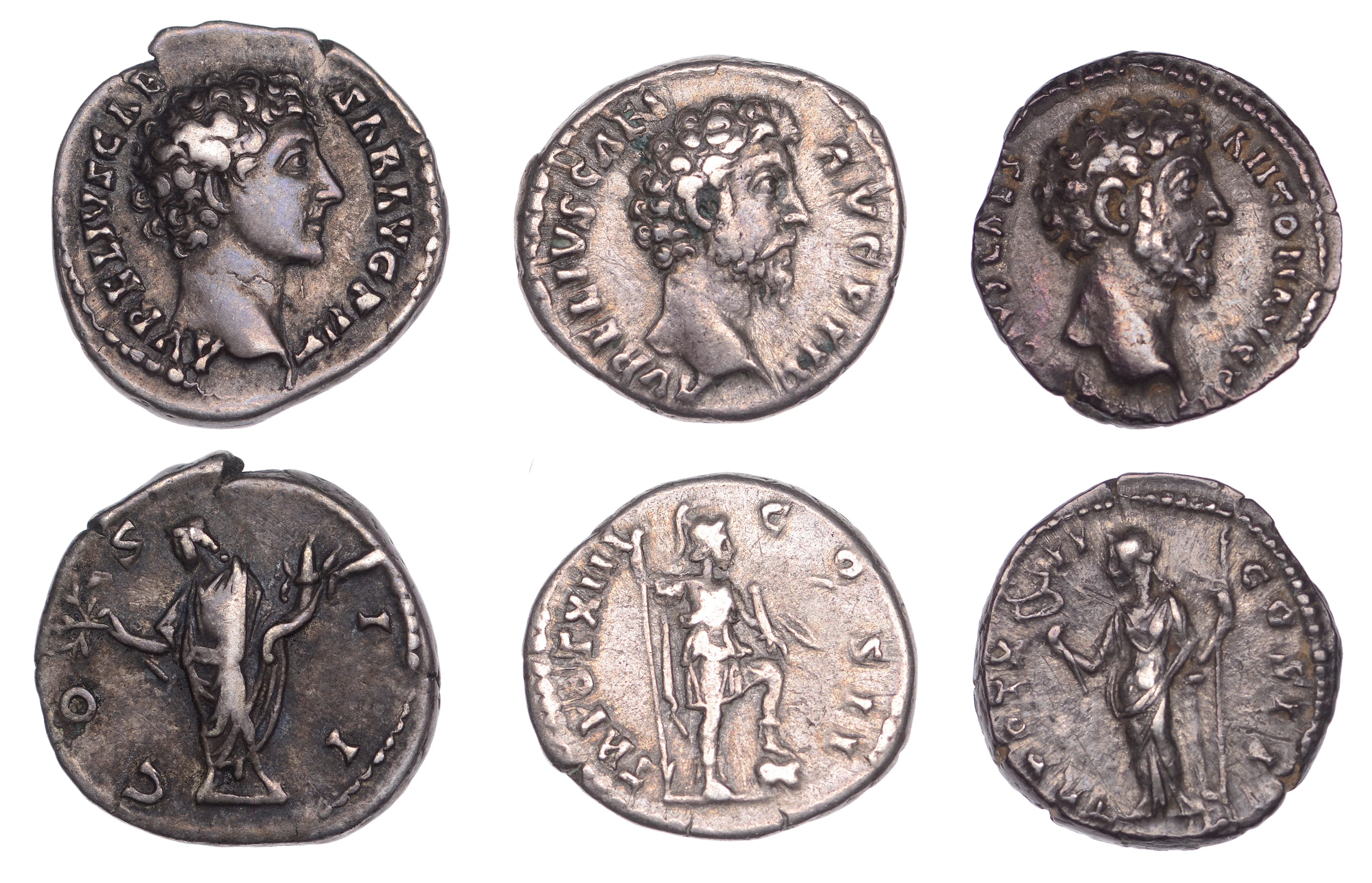 Marcus Aurelius (Cæsar 139-161), Denarii (3), 145-60, bare head right