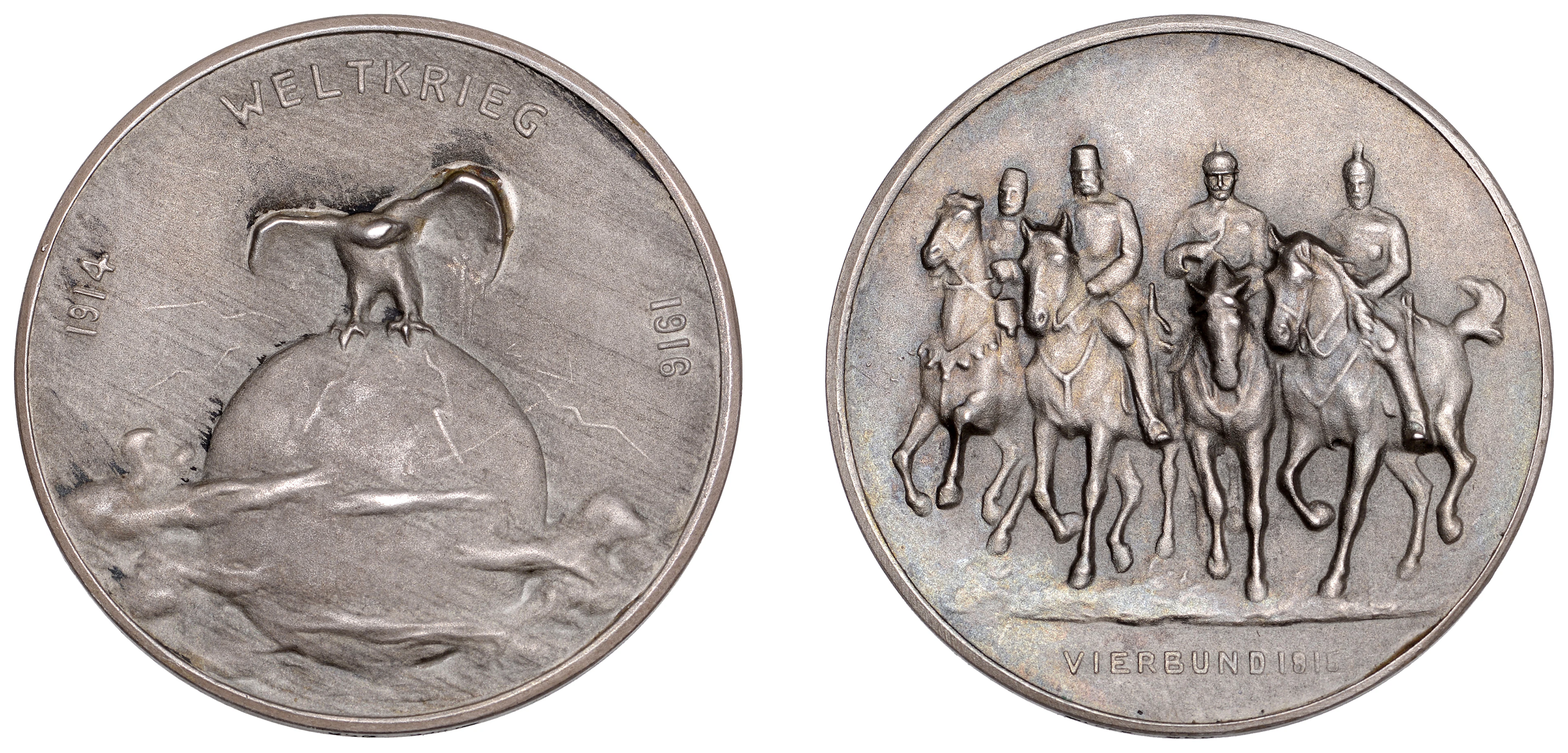 Germany, The Quadruple Alliance, 1916, a silver medal by H. Guradze