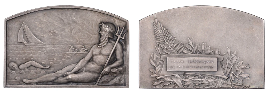 FRANCE, Sports Nautique [Nautical Sports], c. 1928, a plated bronze